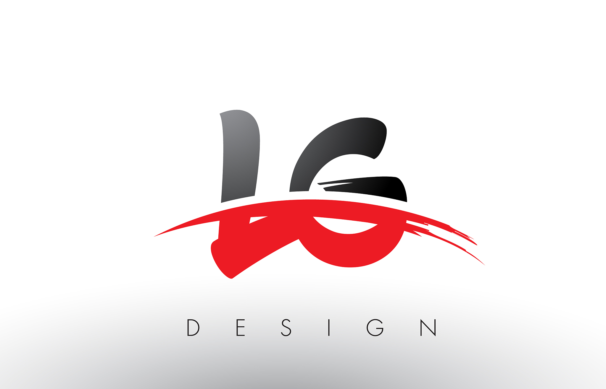 lg l g brush logo letters with red and black