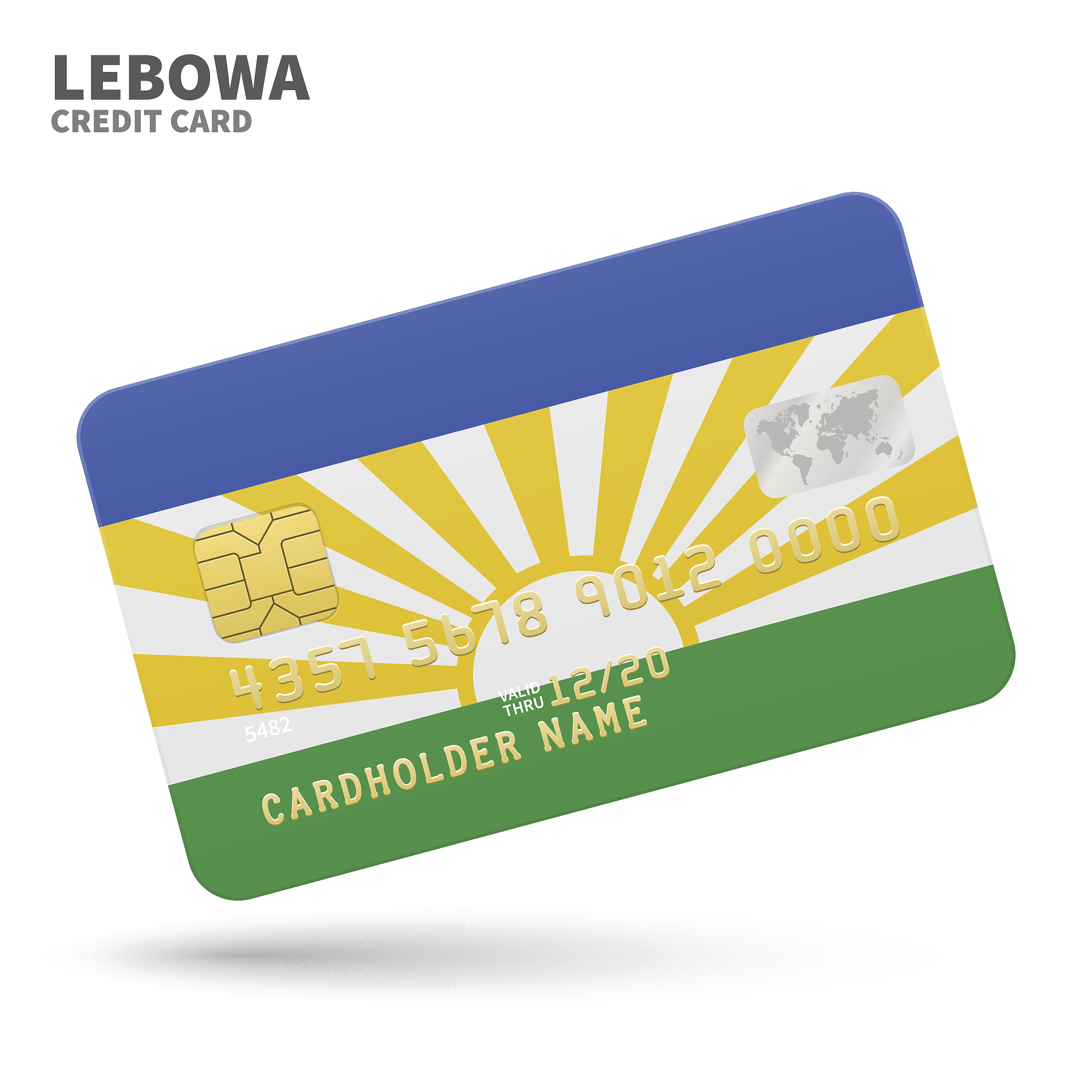 credit card with lebowa flag background for bank, presentations 