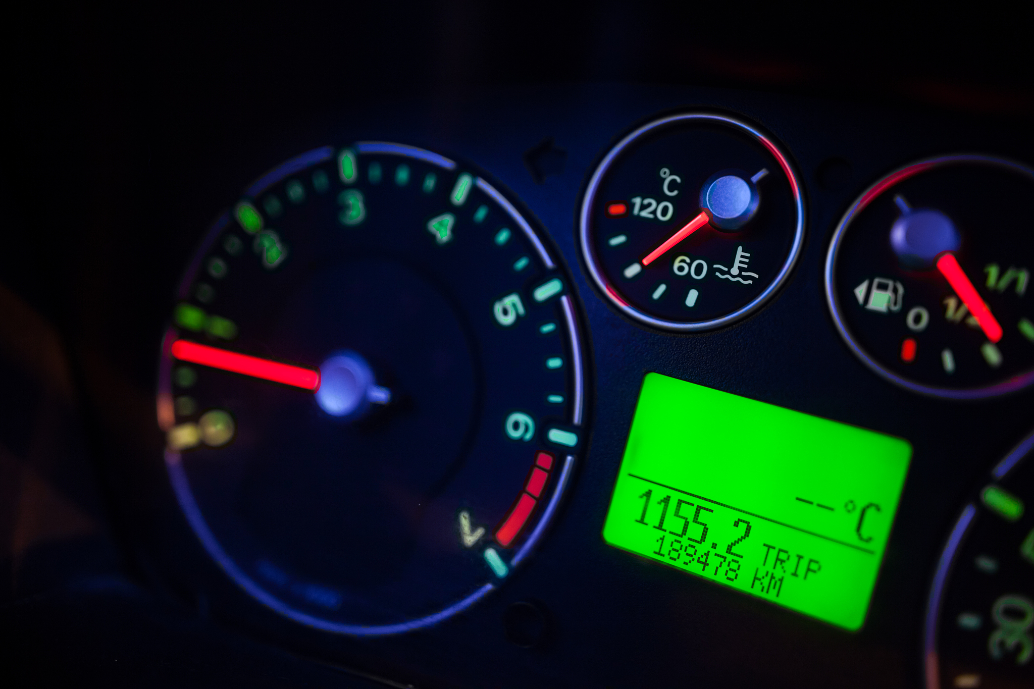 illuminated car dashboard