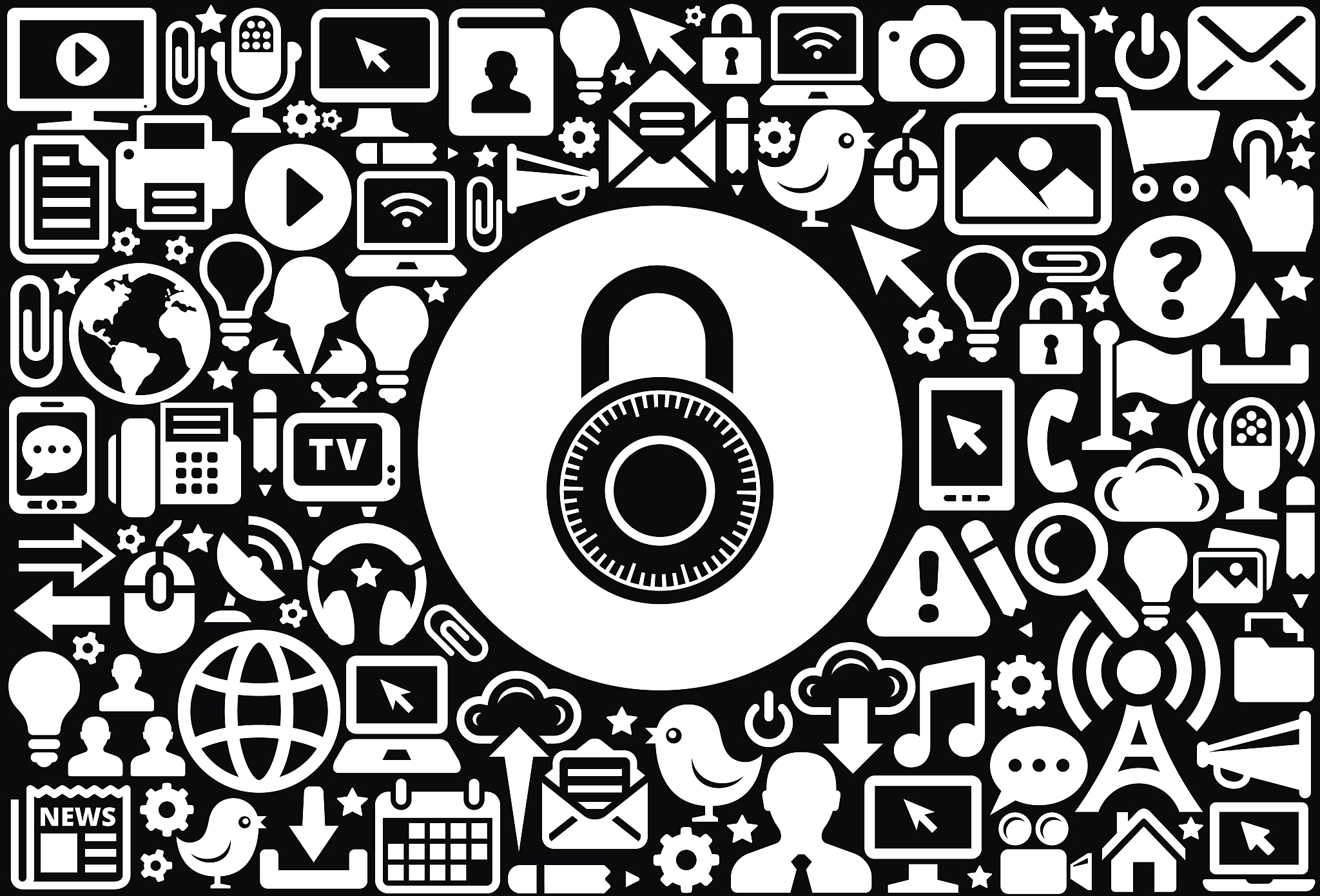 hair combination lock icon black and white internet technology b
