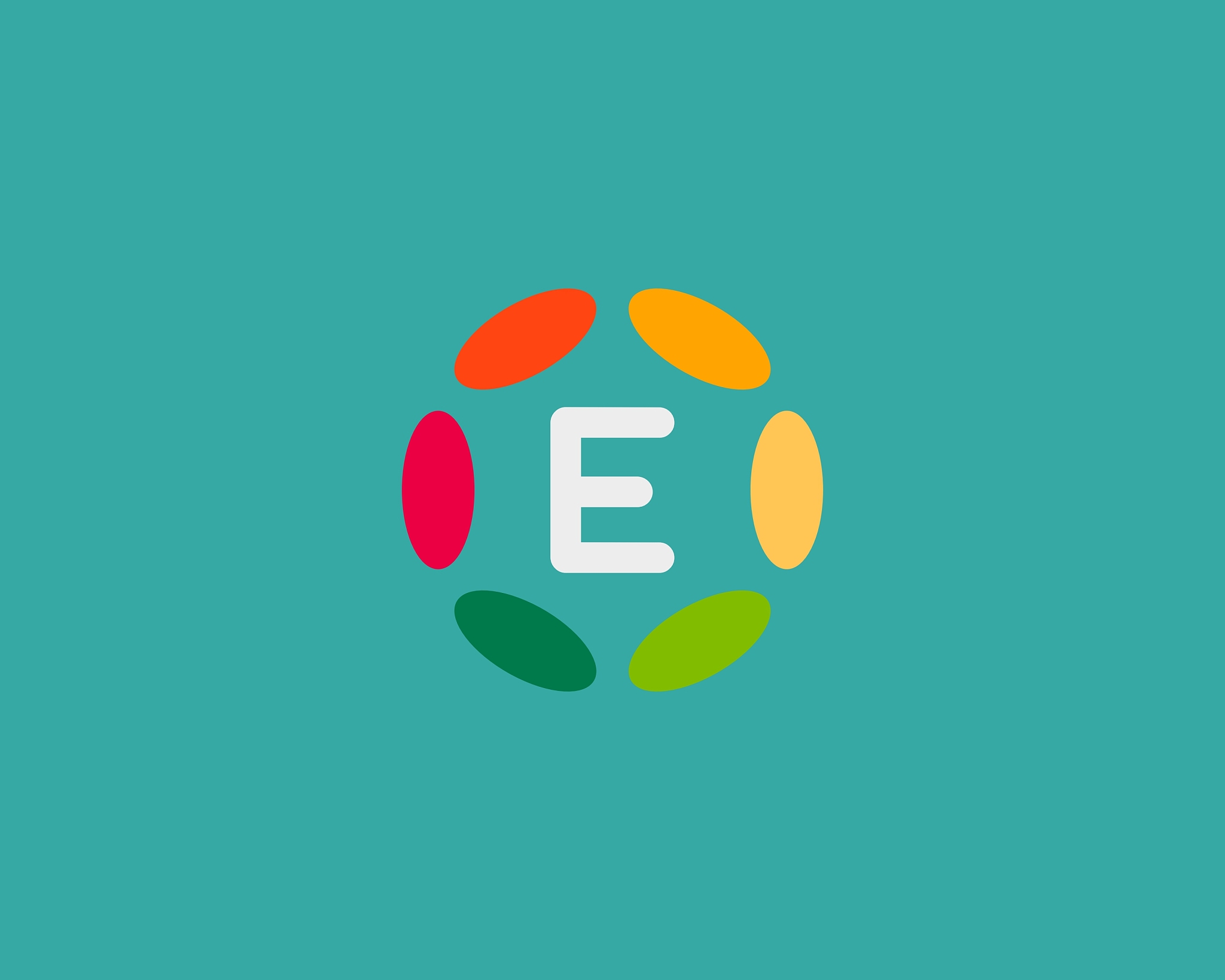 color letter e logo icon design hub frame