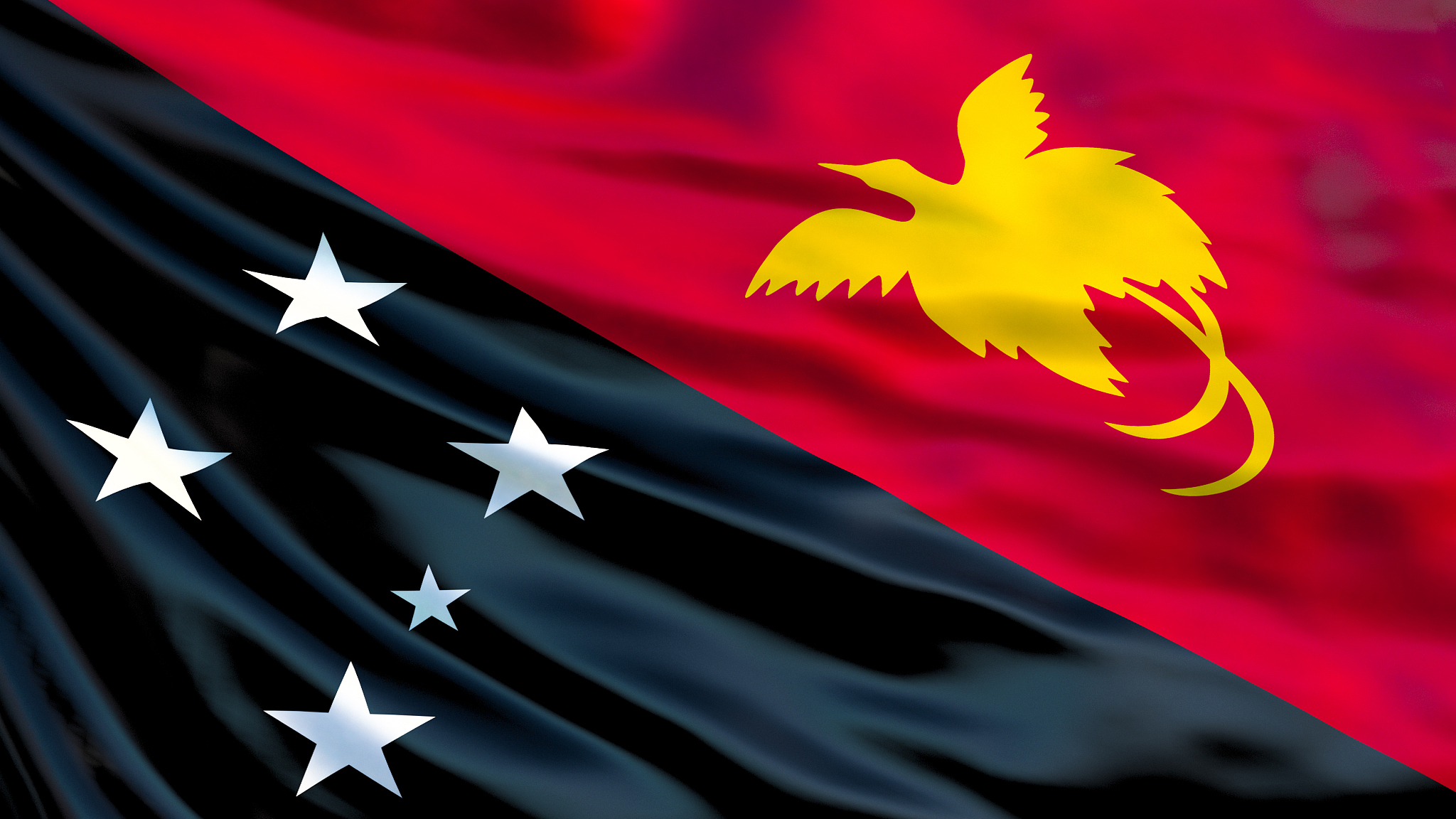 papua new guinea flag. waving flag of papua new guinea 3d illust