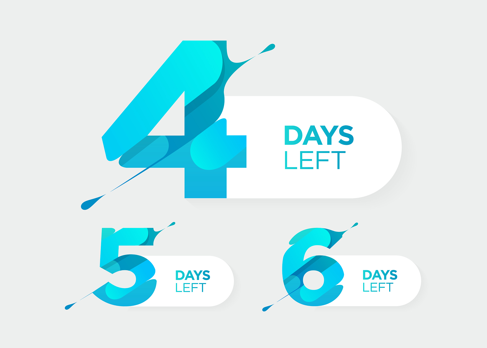 4 5 6 days left futuristic numbers sale