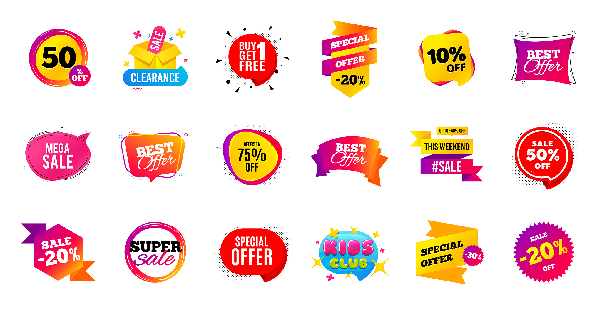 sale offer banner discounts price tags coupon
