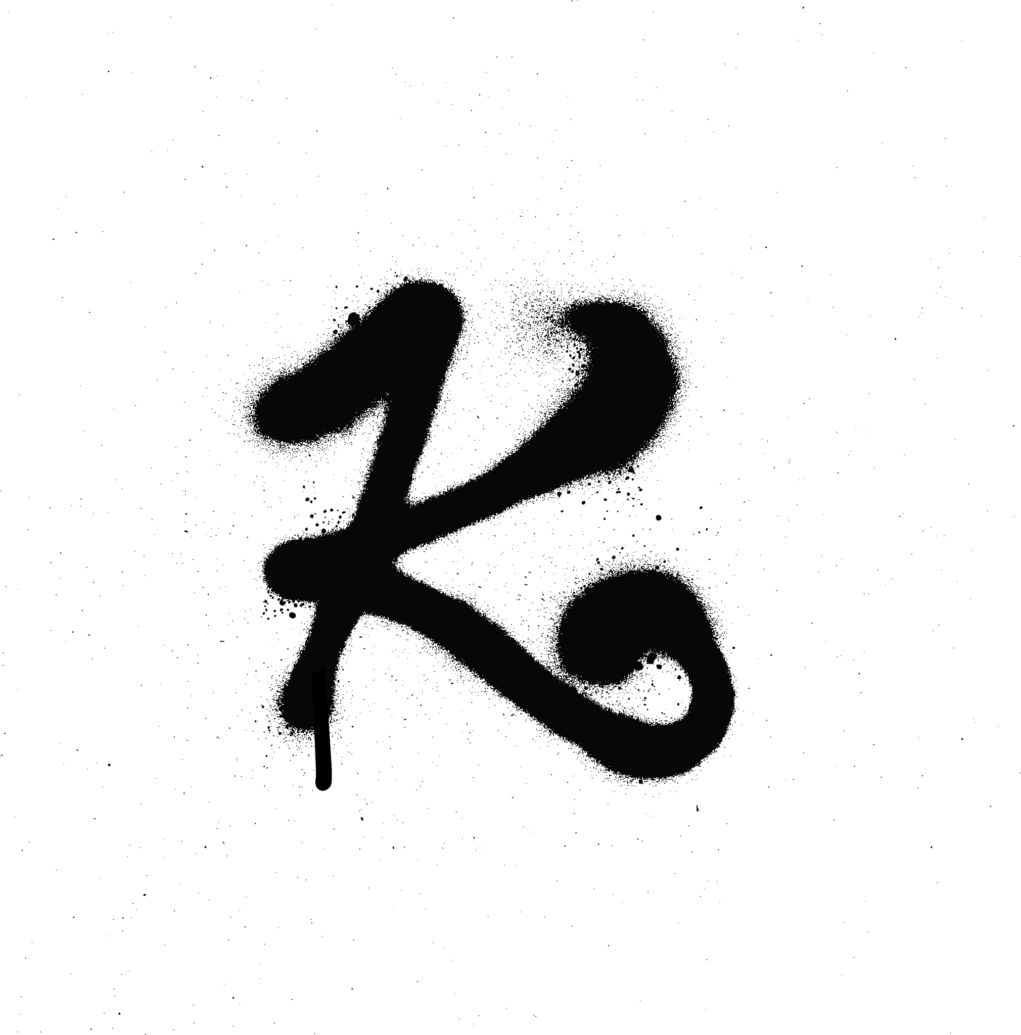 sprayed k font graffiti with leak in black