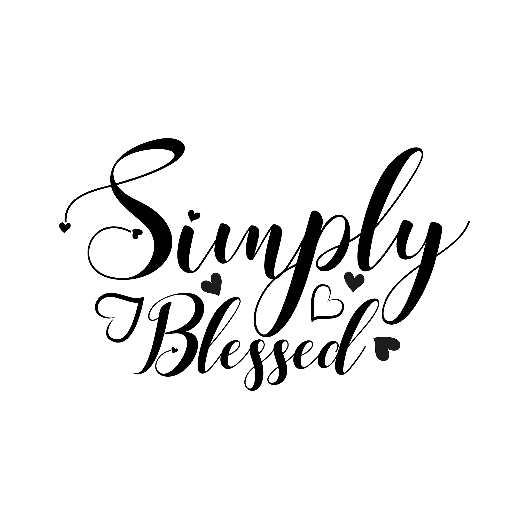 simply blessed- positive calligraphy text.