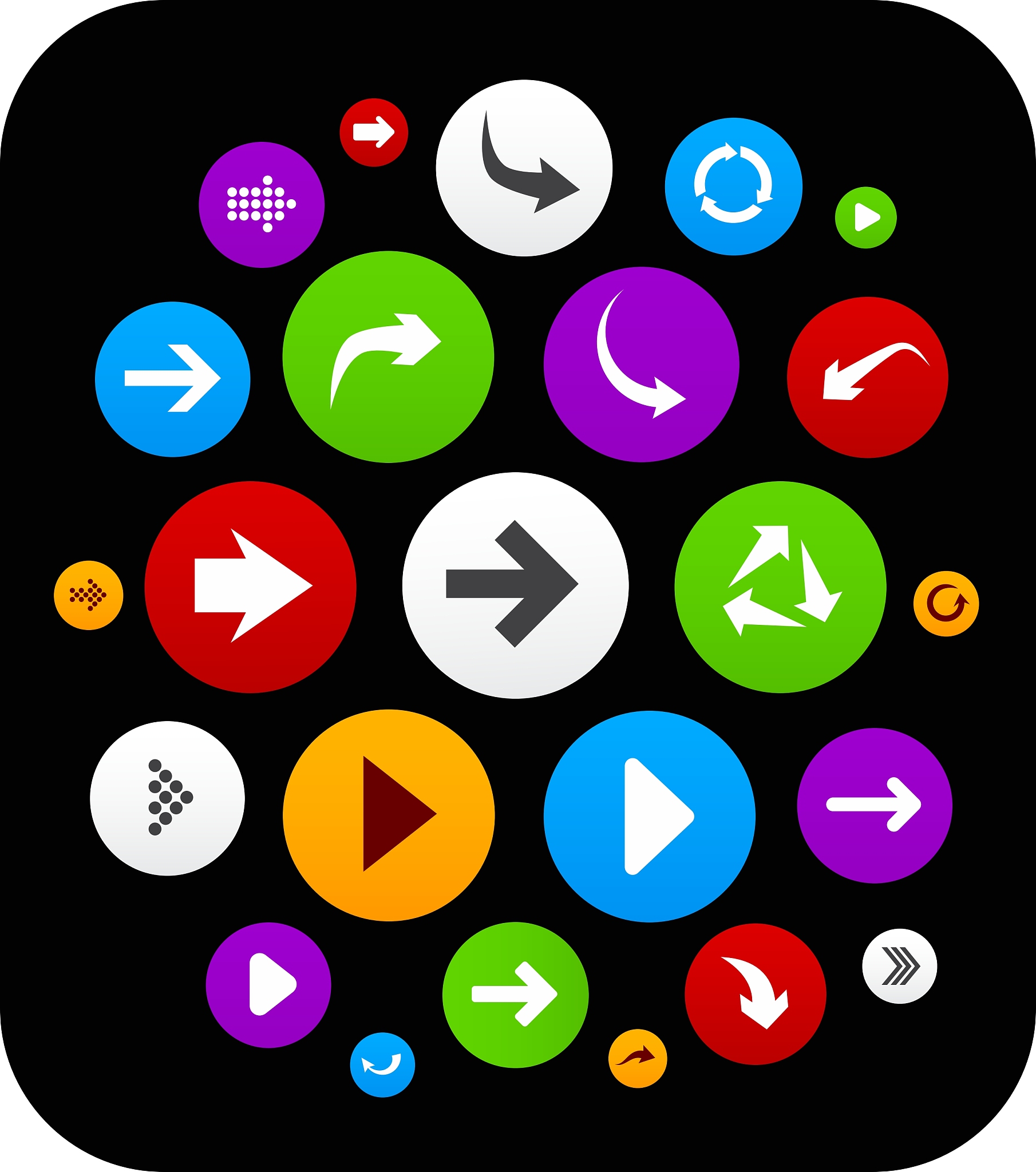 cloud set of round modern arrow icons