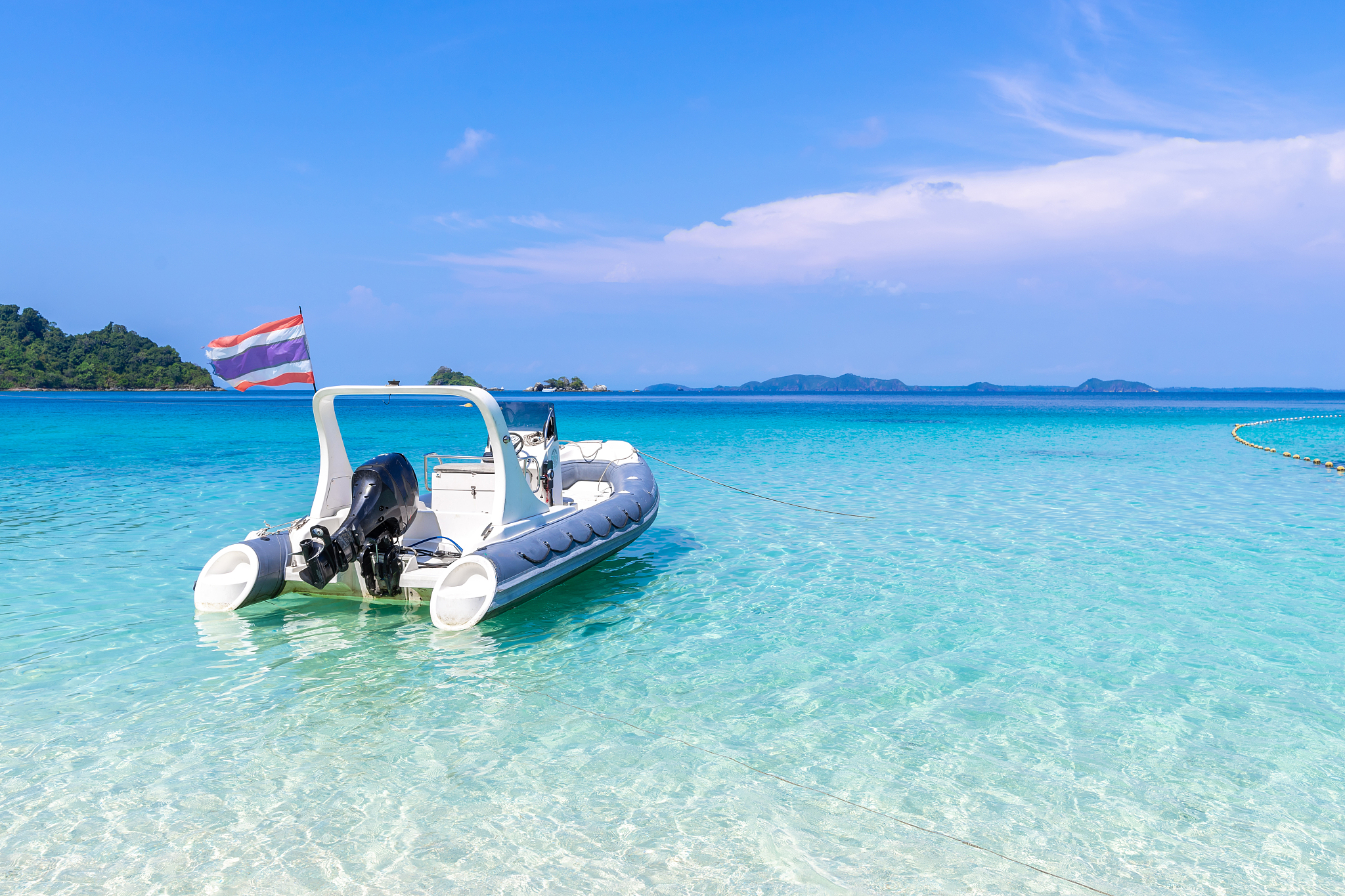 beautiful beach view koh chang island and boat for tourists seas