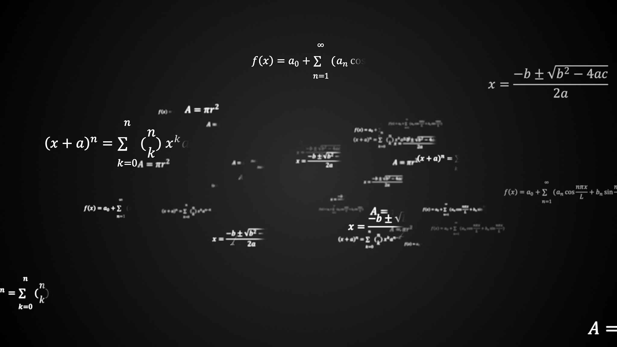 scientific 3d background with physical and mathematical task sol