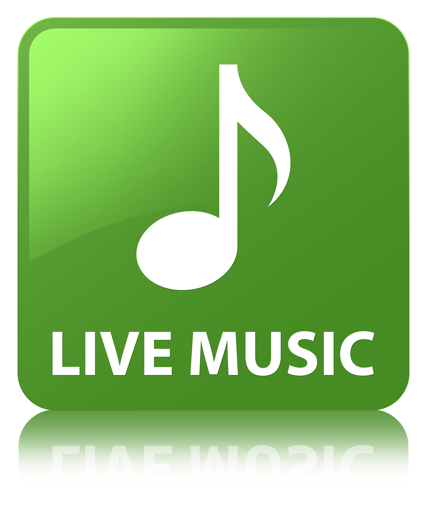 live music soft green square button