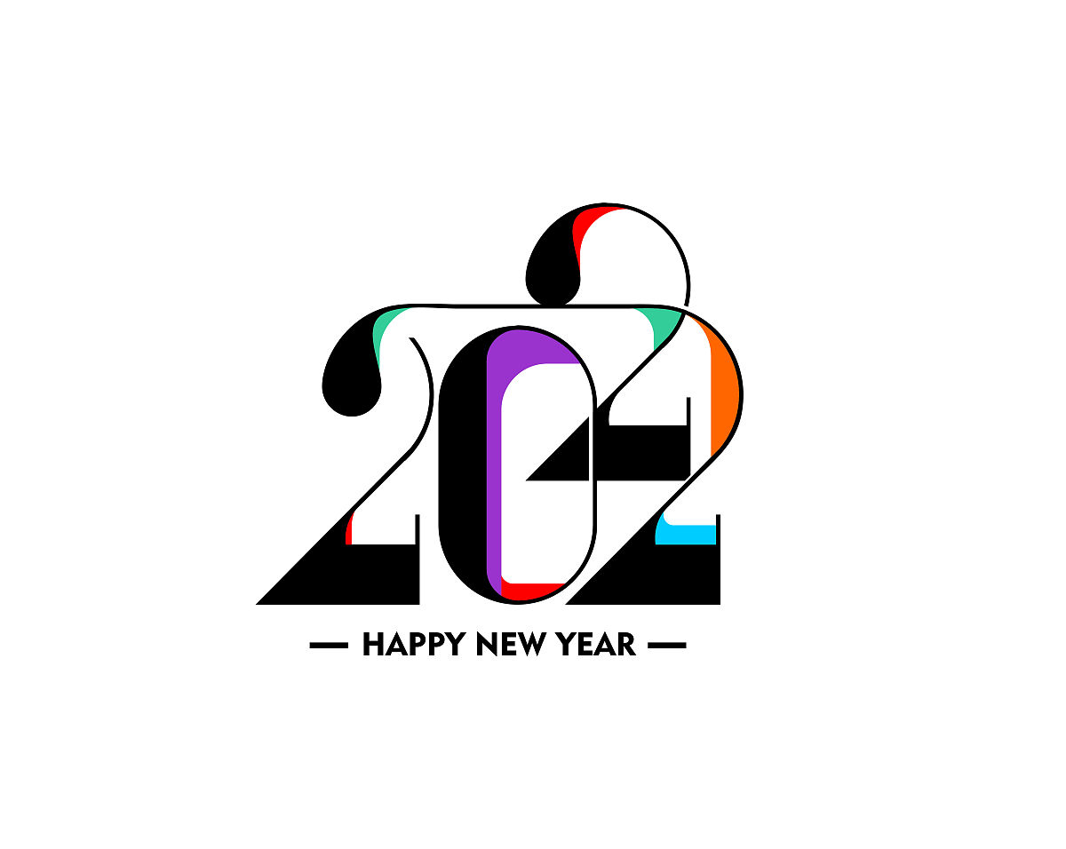 新年快乐2022文本排版设计模式,矢量插图.