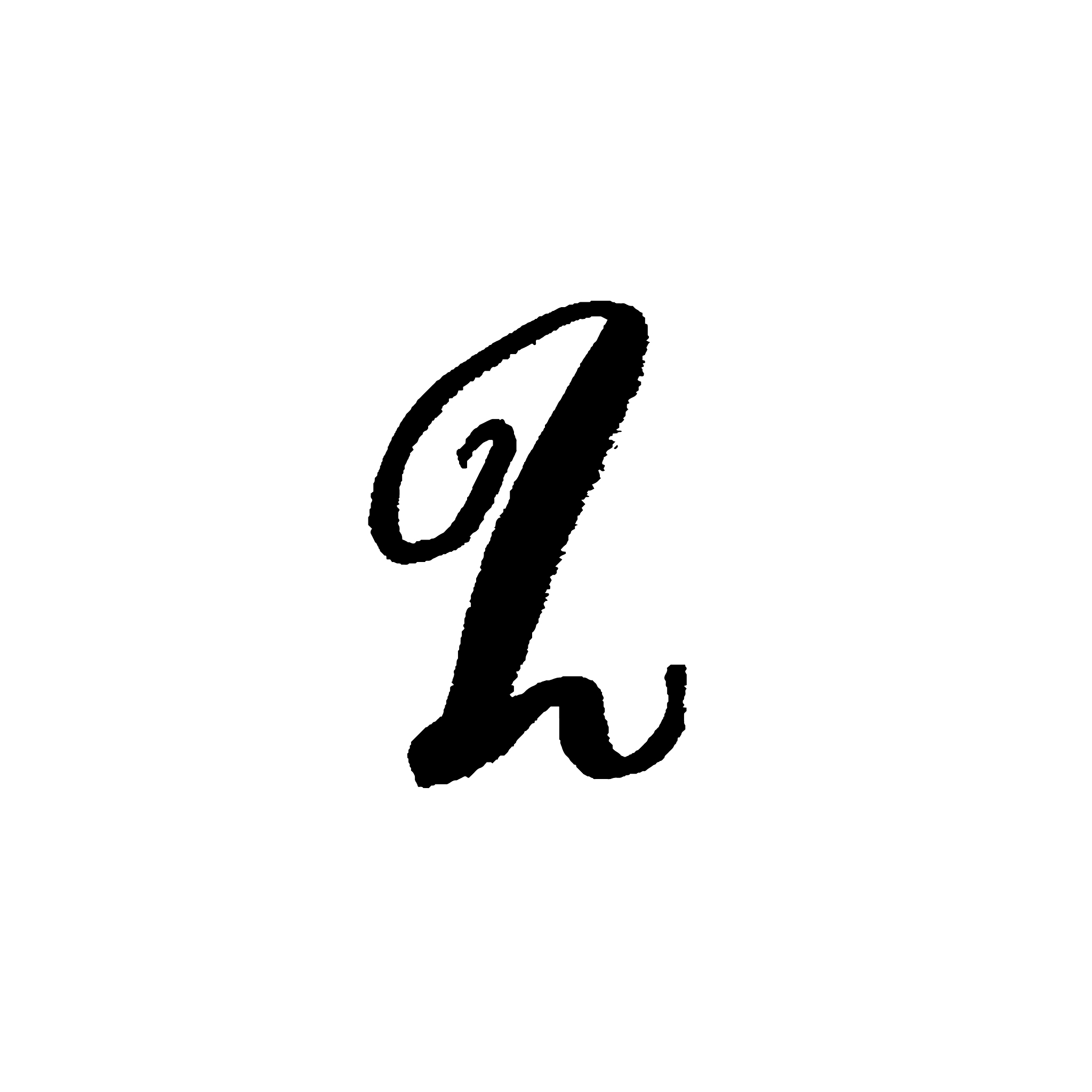 letter l handwritten by dry brush rough strokes