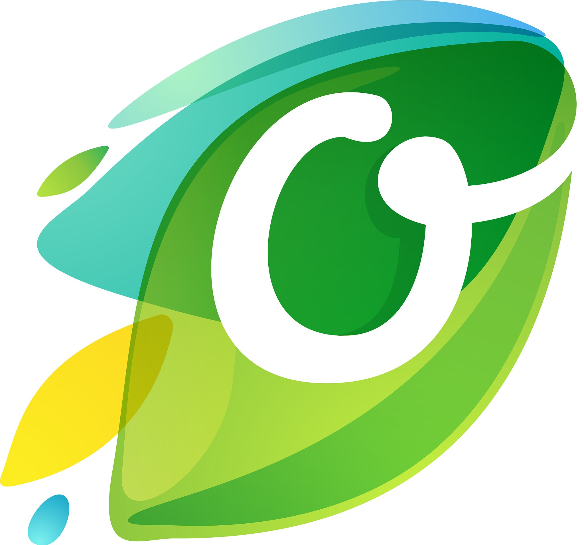 letter o logo in dynamic leaves intersection shape