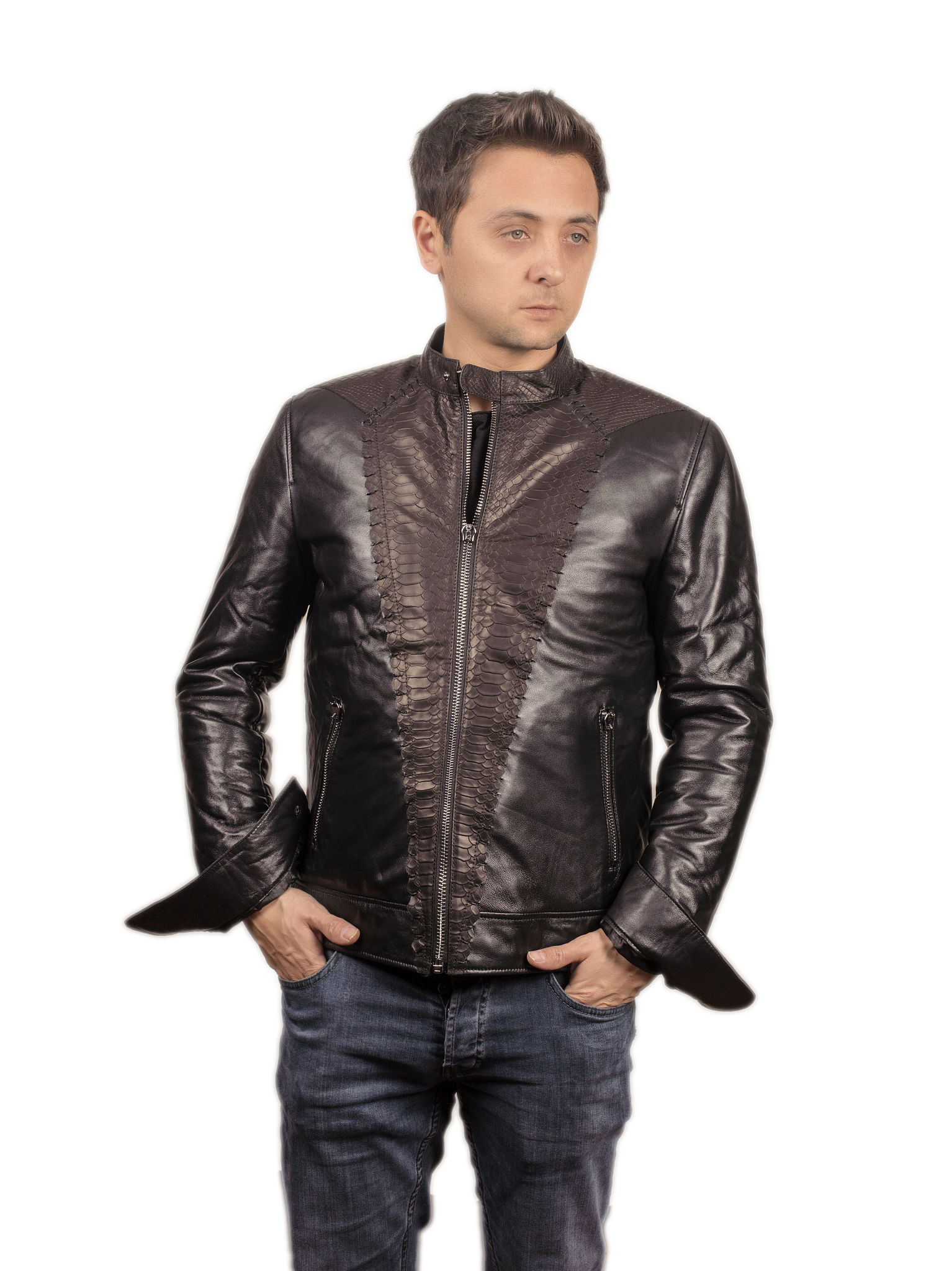 male portrait leather jacket