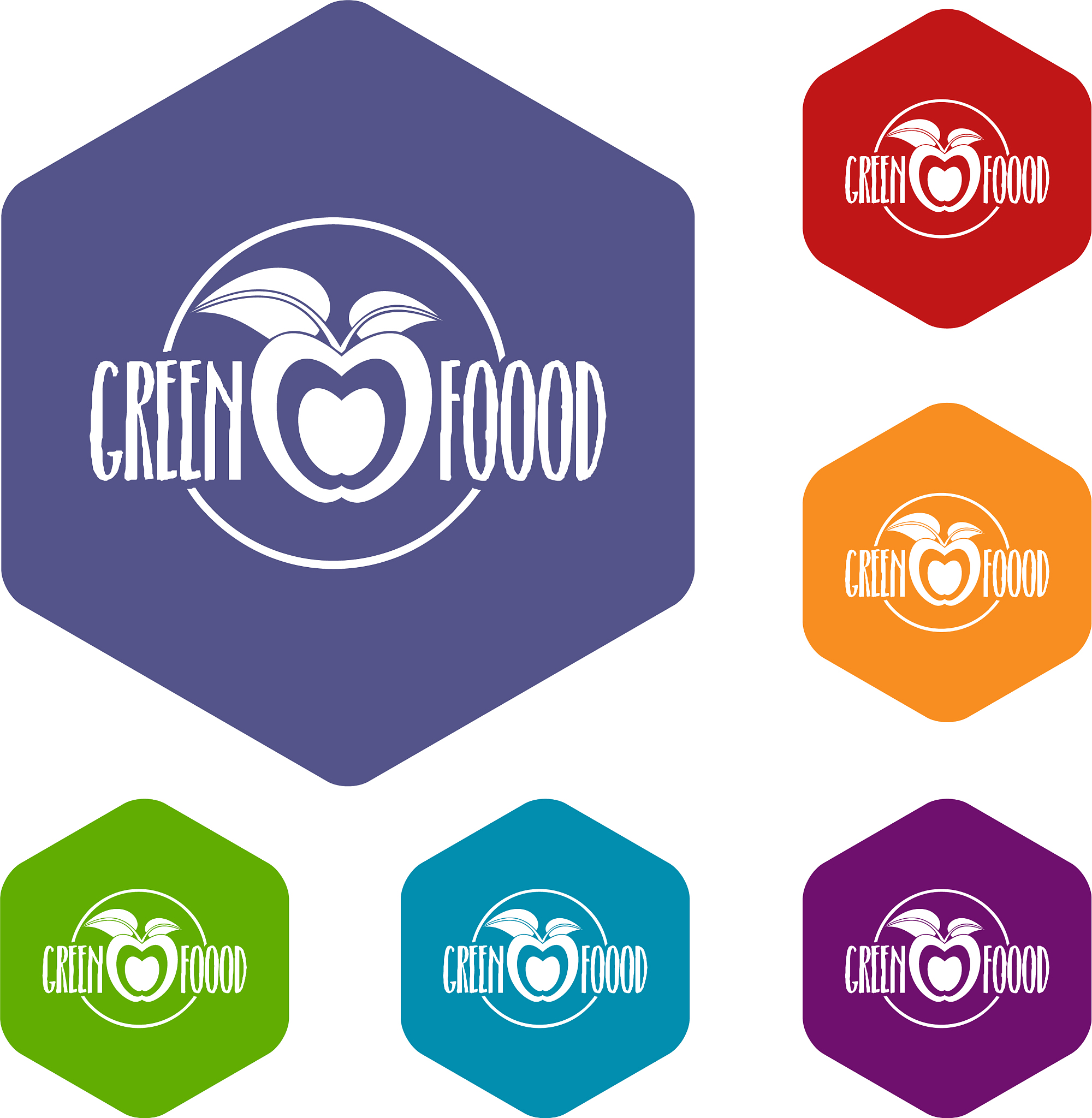 eco food icons hexahedron