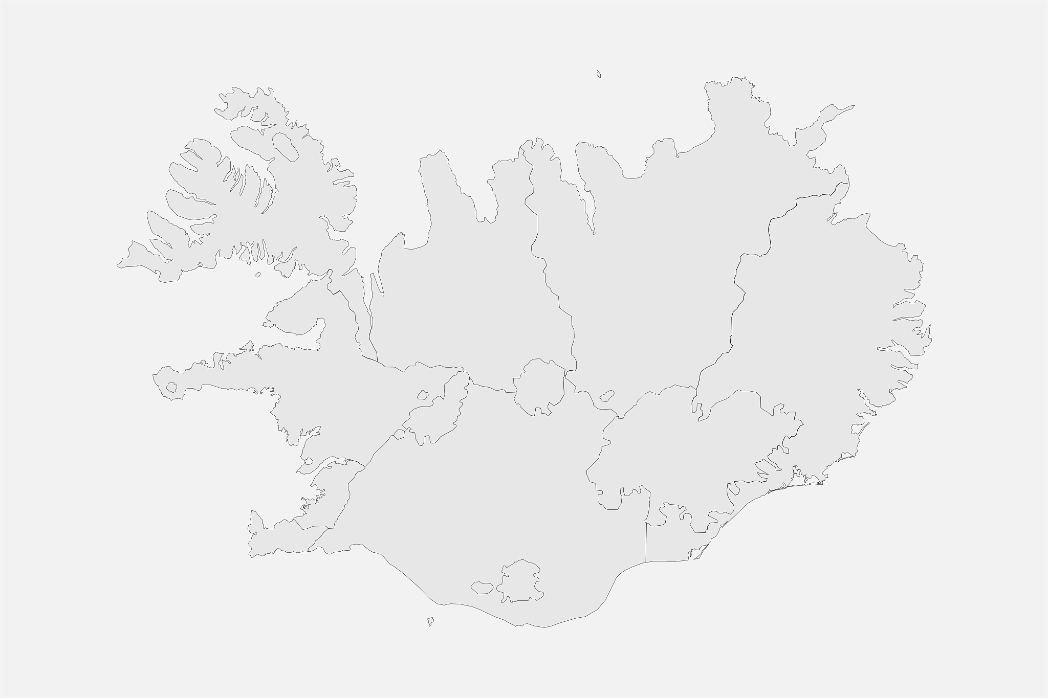 modern iceland political map vector