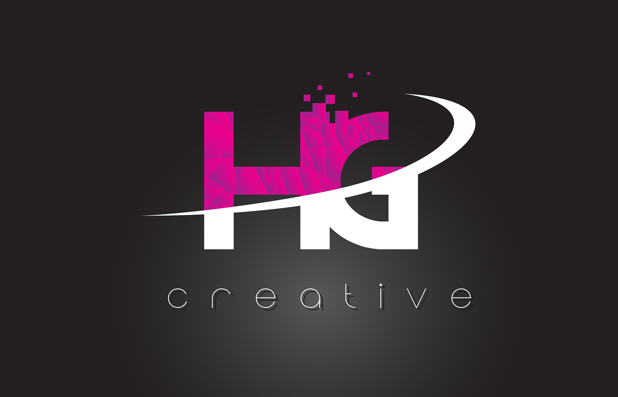 hg h g creative letters design with white pink