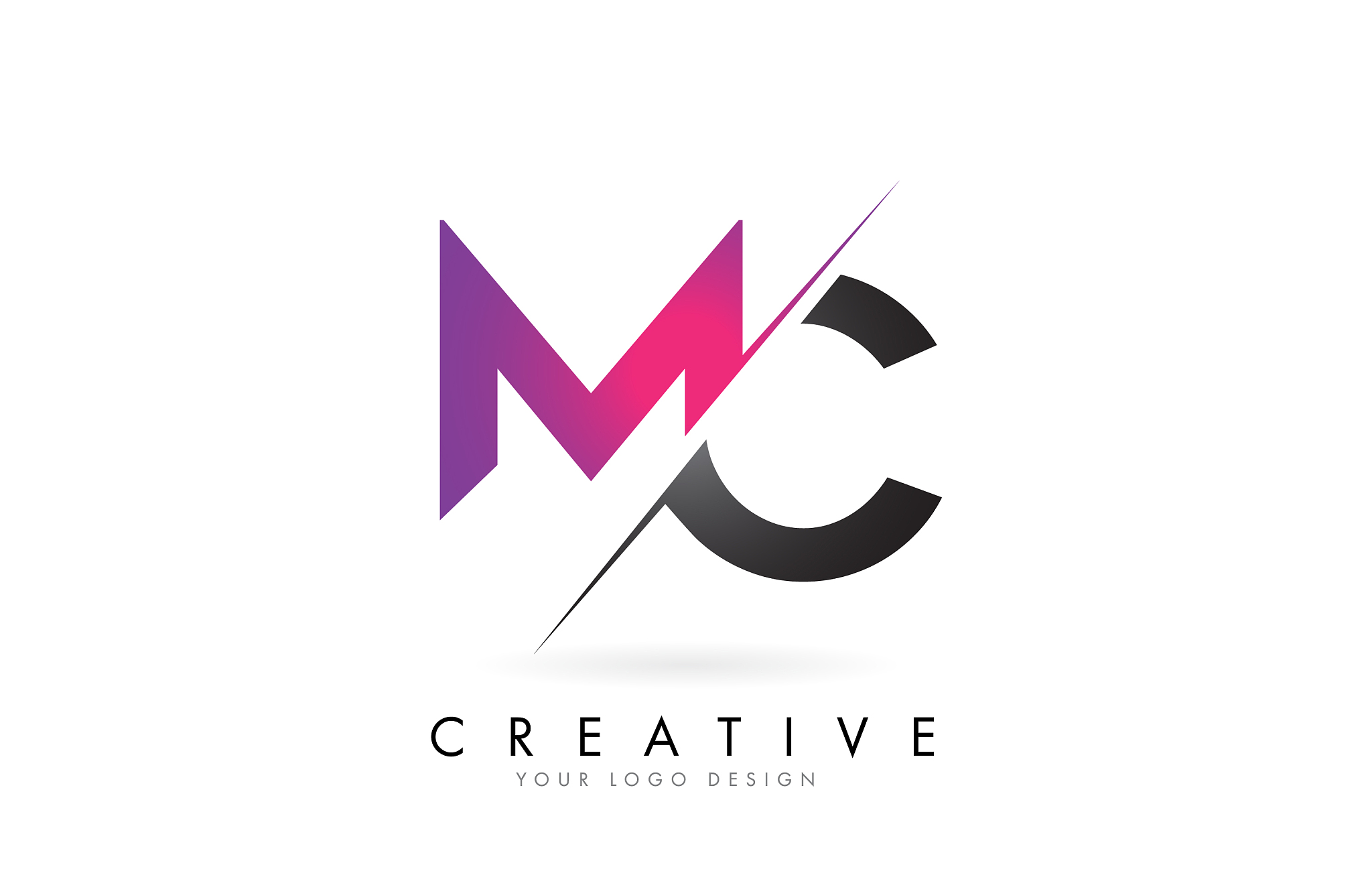 mc m c letter logo with color block design and