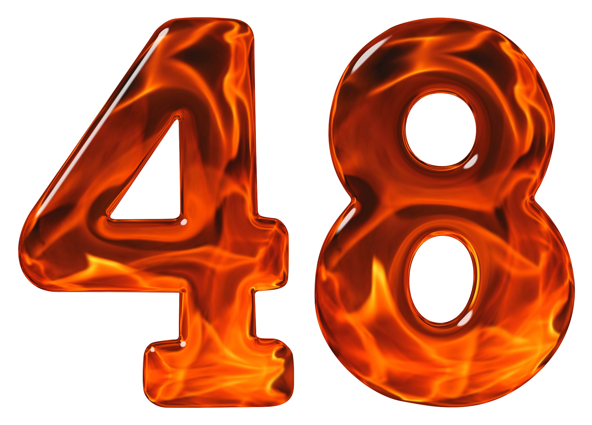 48, forty eight, numeral, imitation glass and a blazing fire