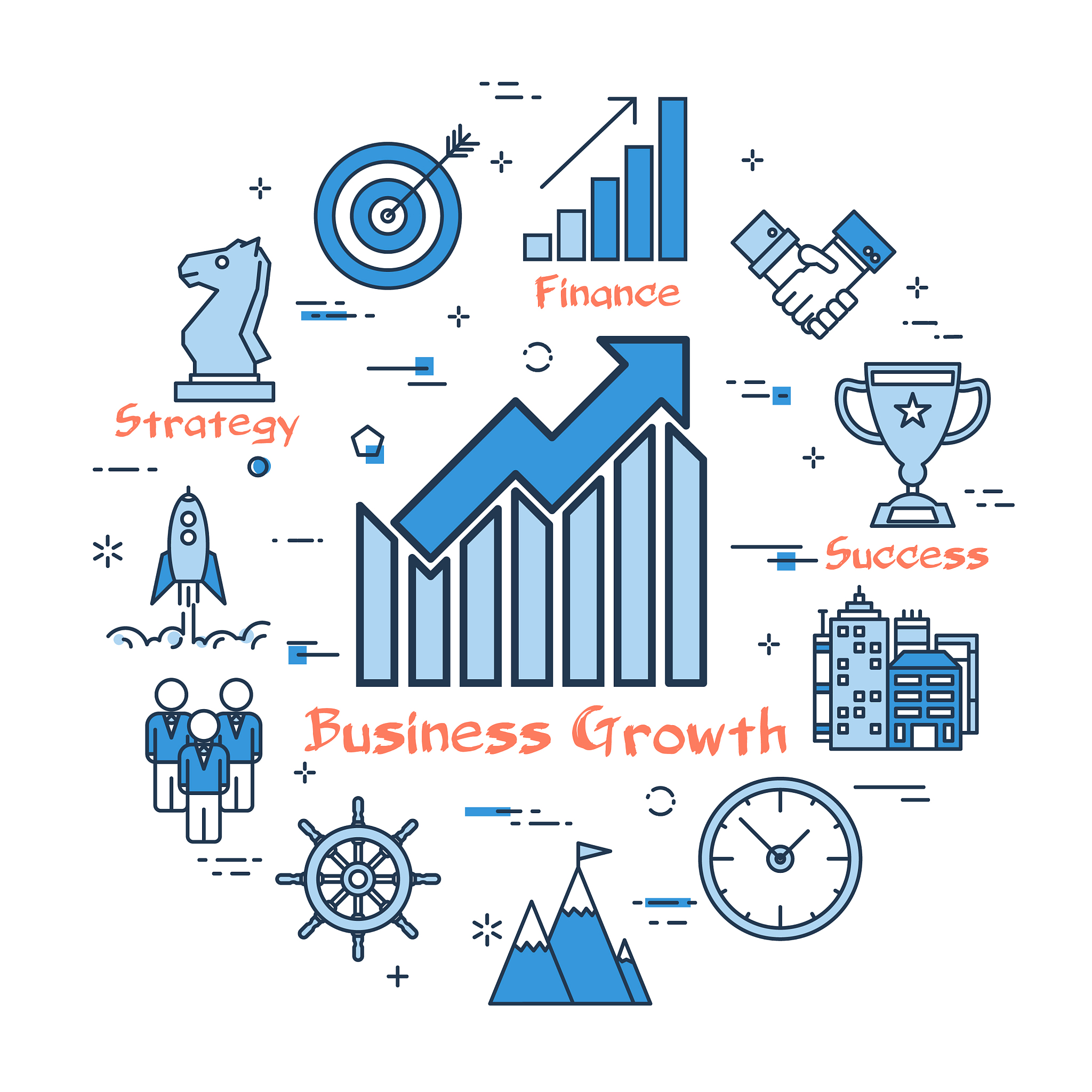 blue round business growth concept