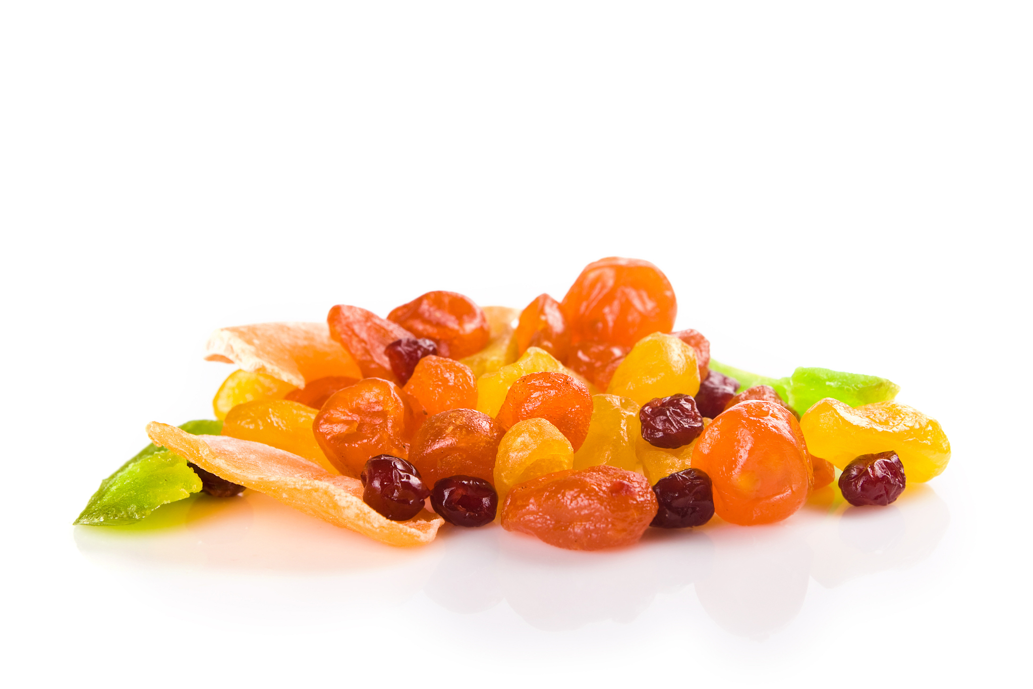 multi-coloured slices of dried fruits