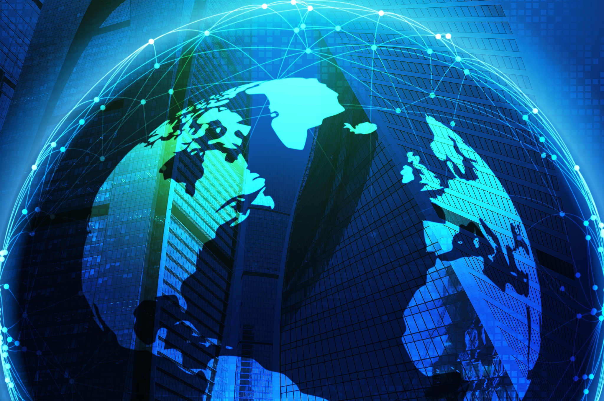 3d rendering of world globe with polygonal connections and citys