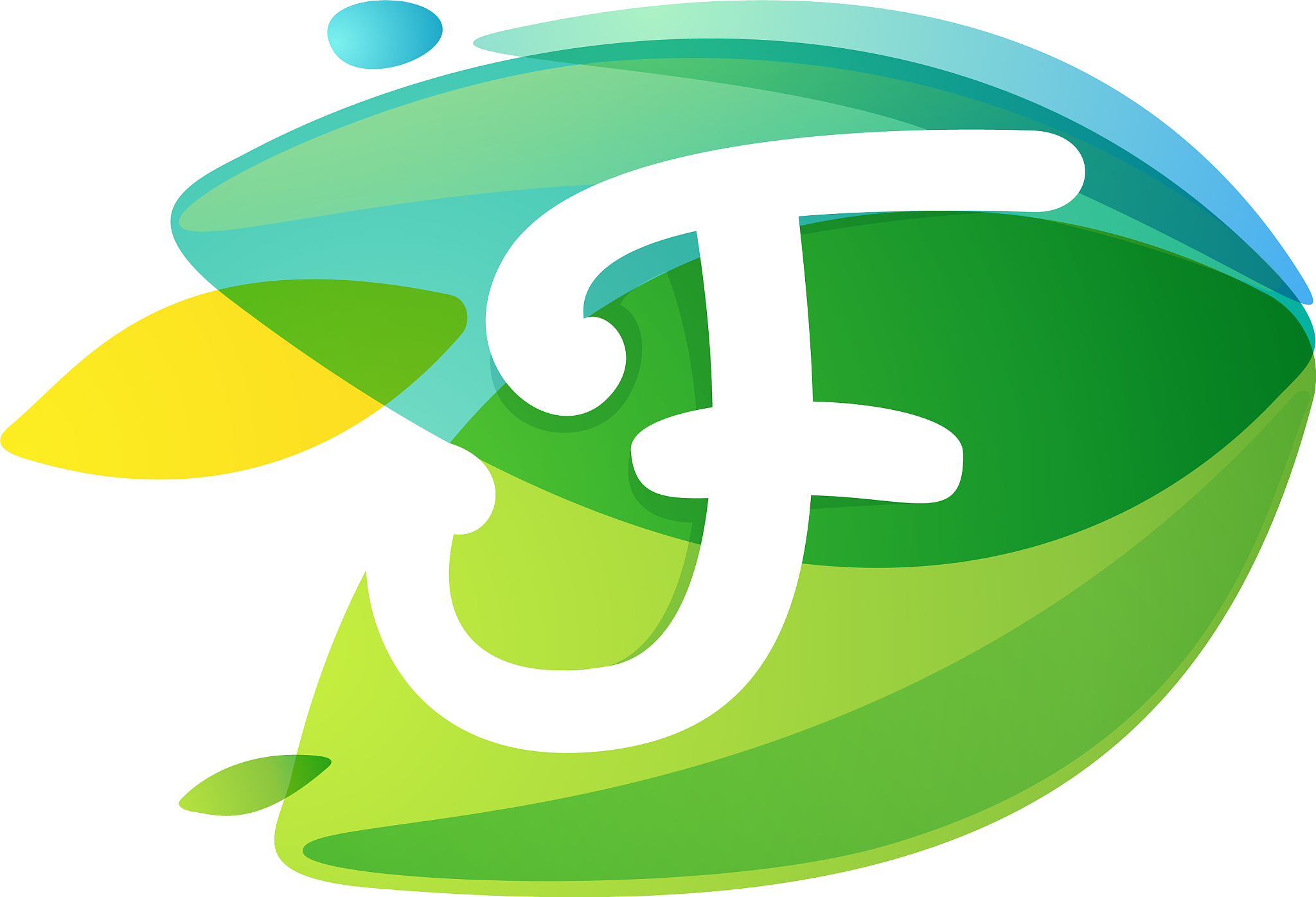 letter f logo in dynamic leaves intersection shape