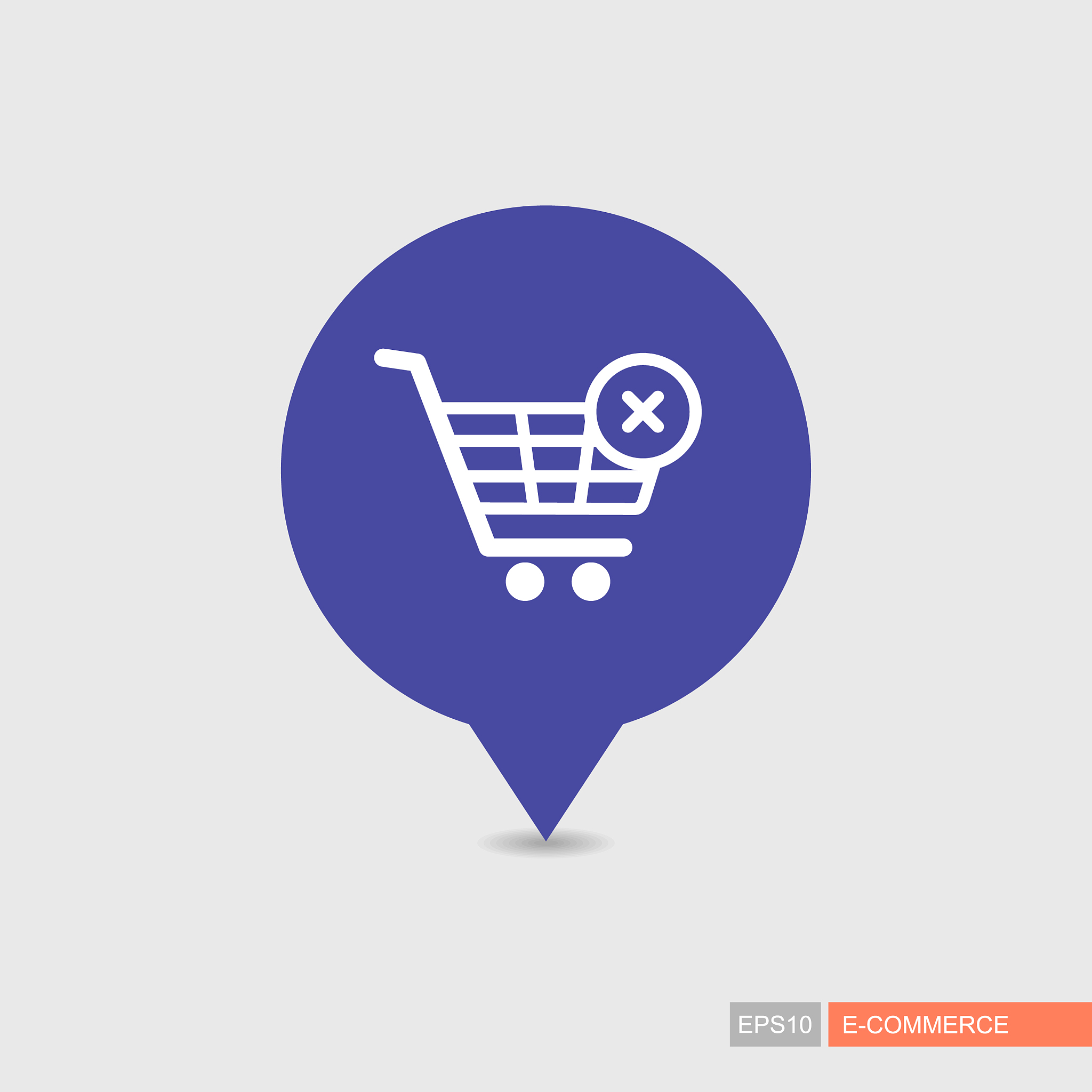 shopping cart with cross sign pin map icon