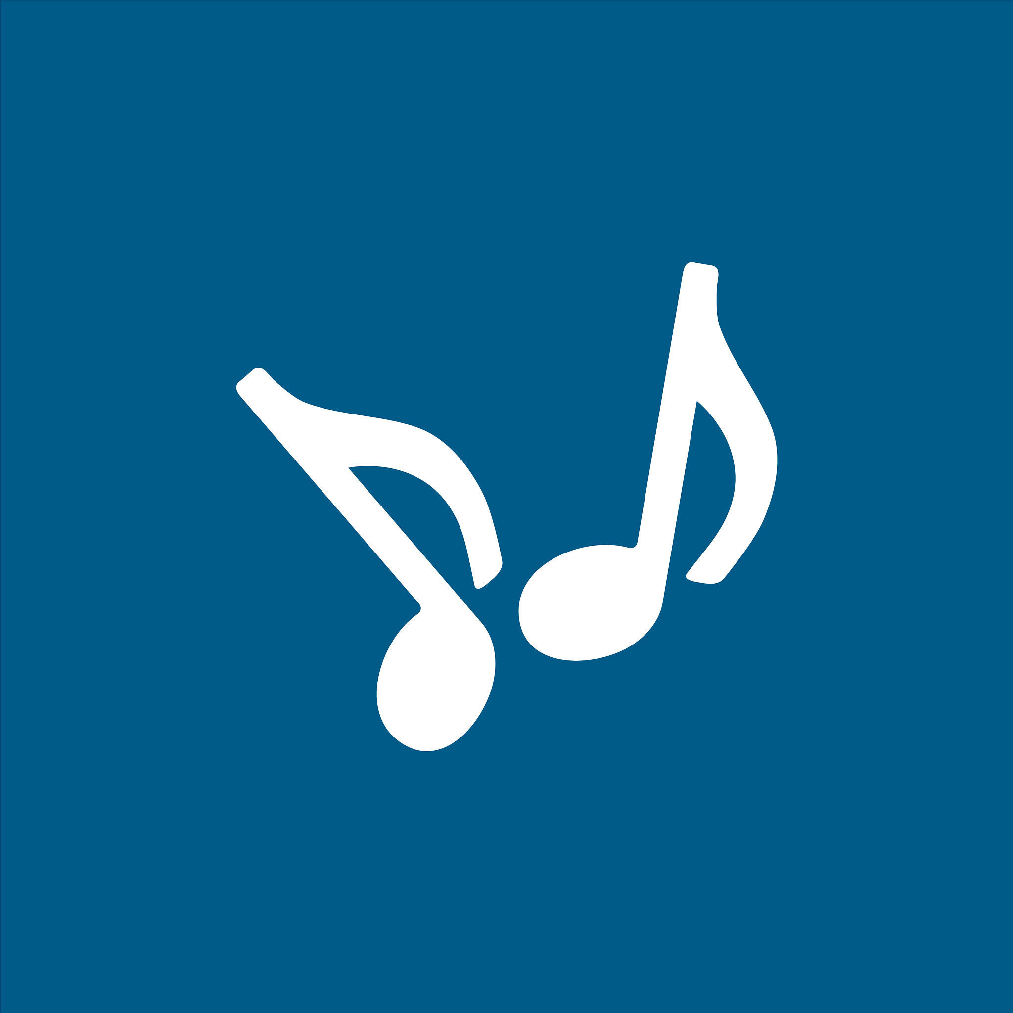 music note icon on blue background blue flat style