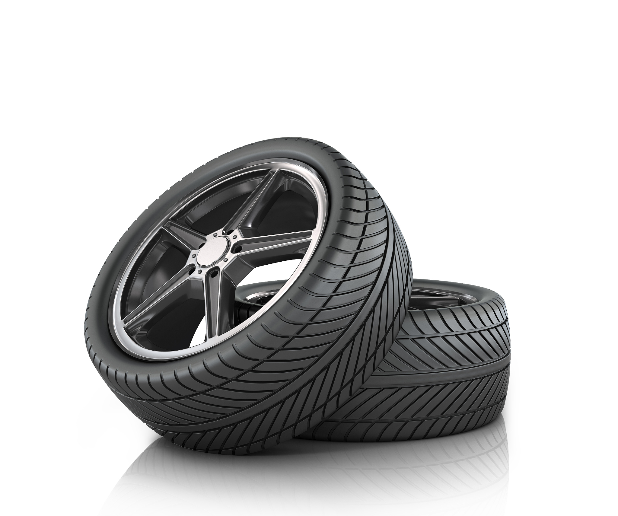 two car wheels on a white background.