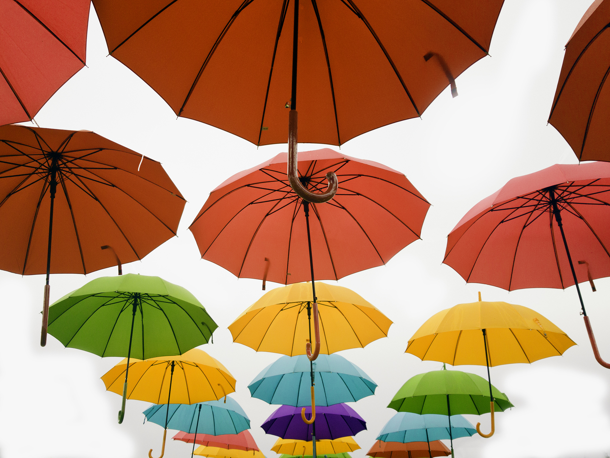 colorful umbrellas background. colorful umbrellas in the sky
