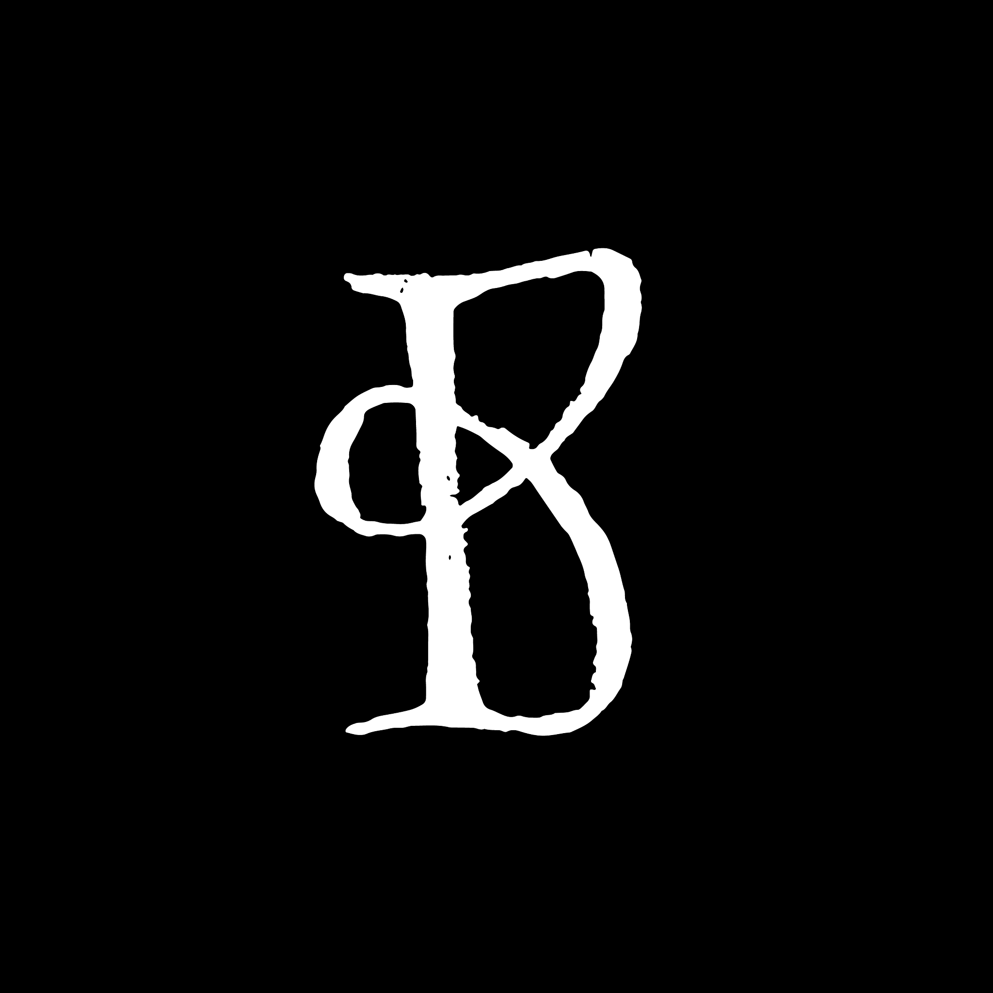 letter b handwritten by dry brush rough strokes