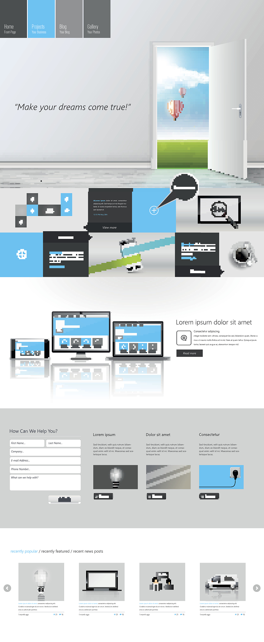 one page website template design