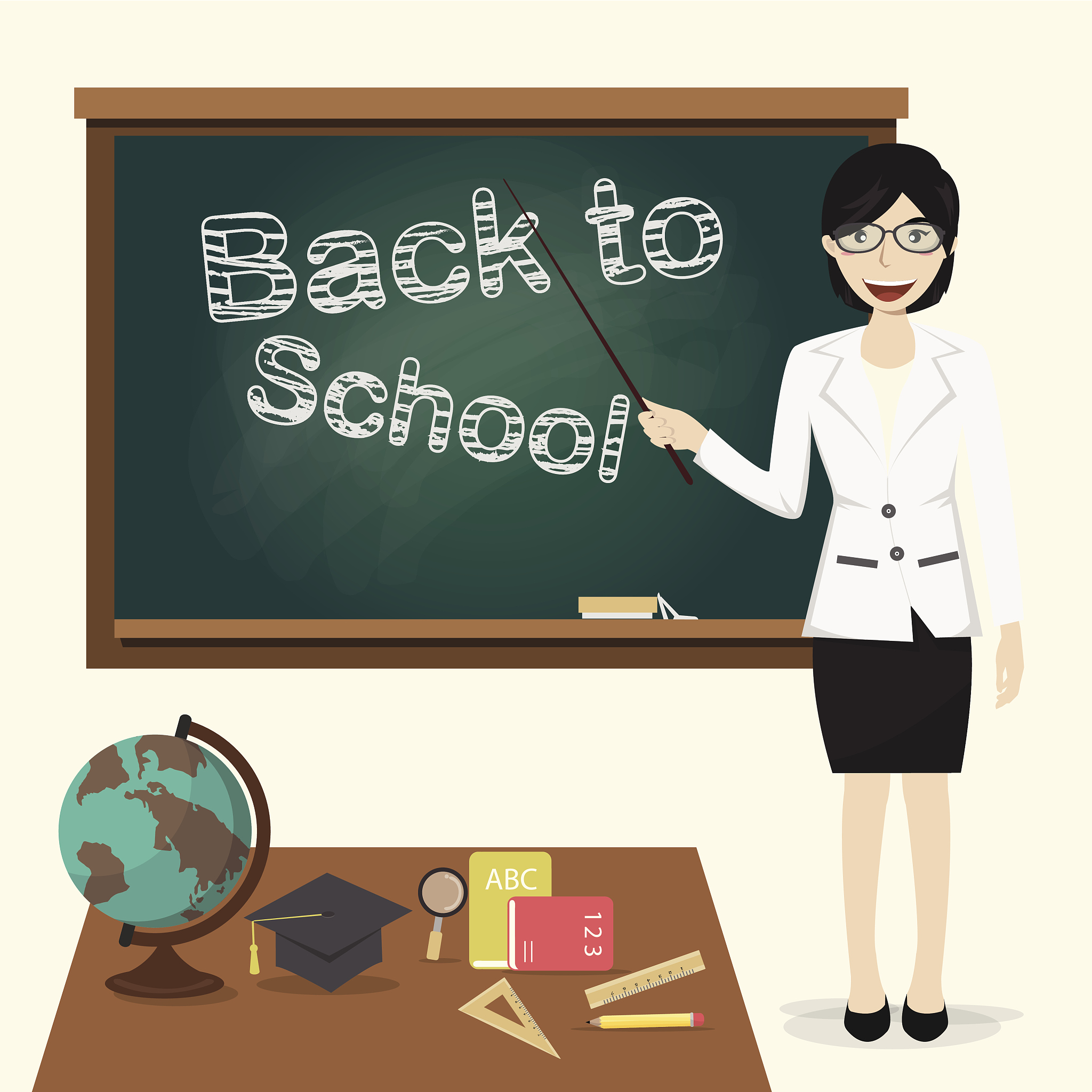 back to school, teacher vector illustration