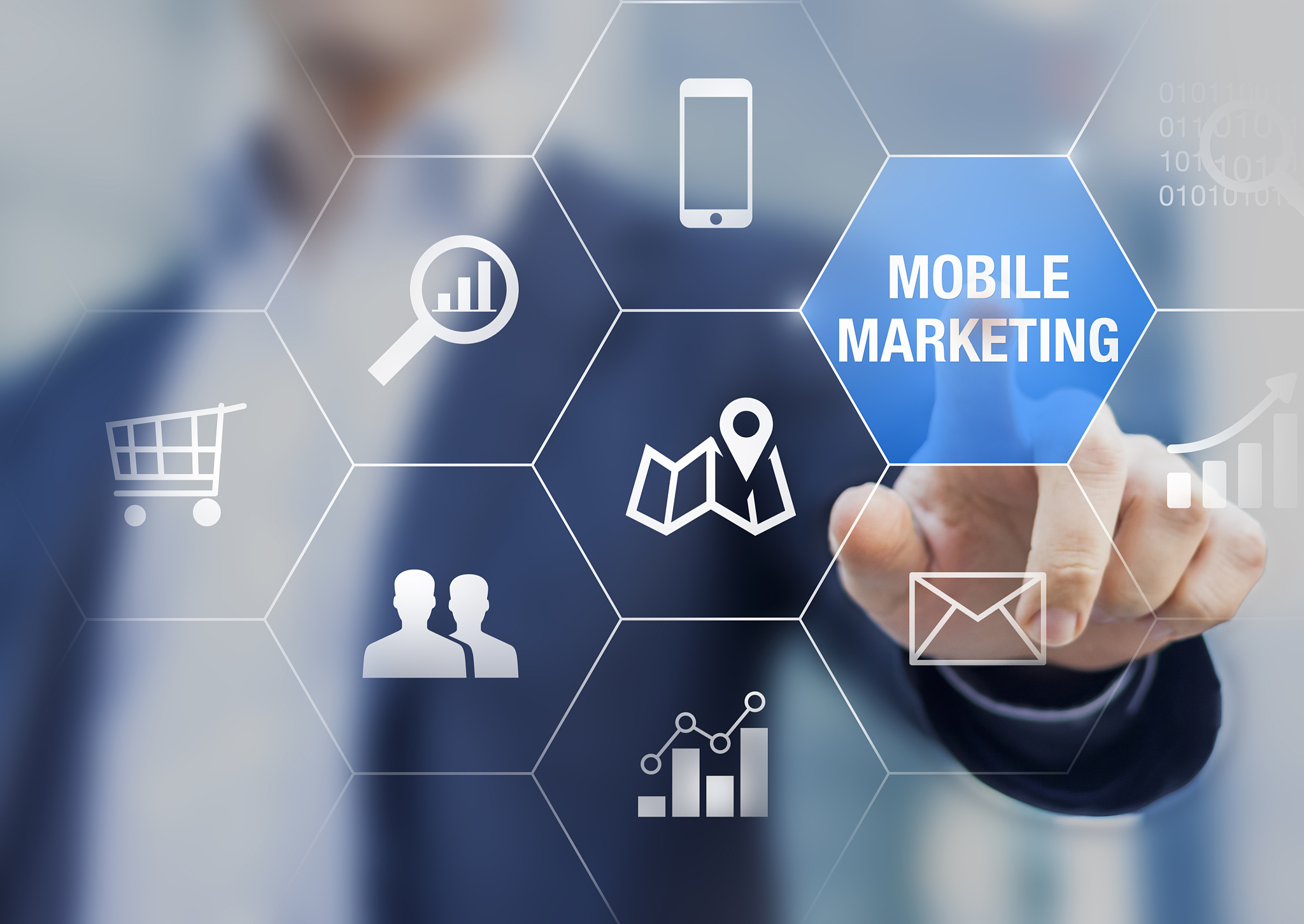 mobile marketing and e-commerce data analytics concept with busi