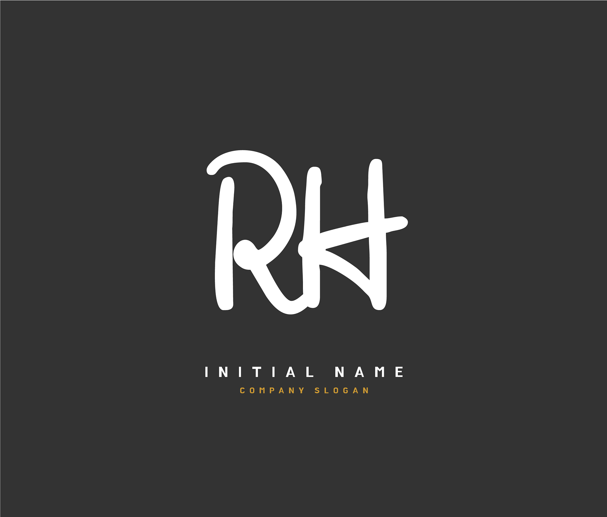 r h rh beauty initial logo handwriting logo of