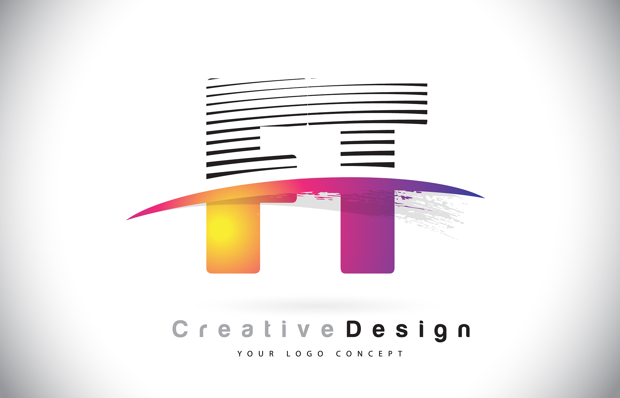 ft f t letter logo design with creative lines and