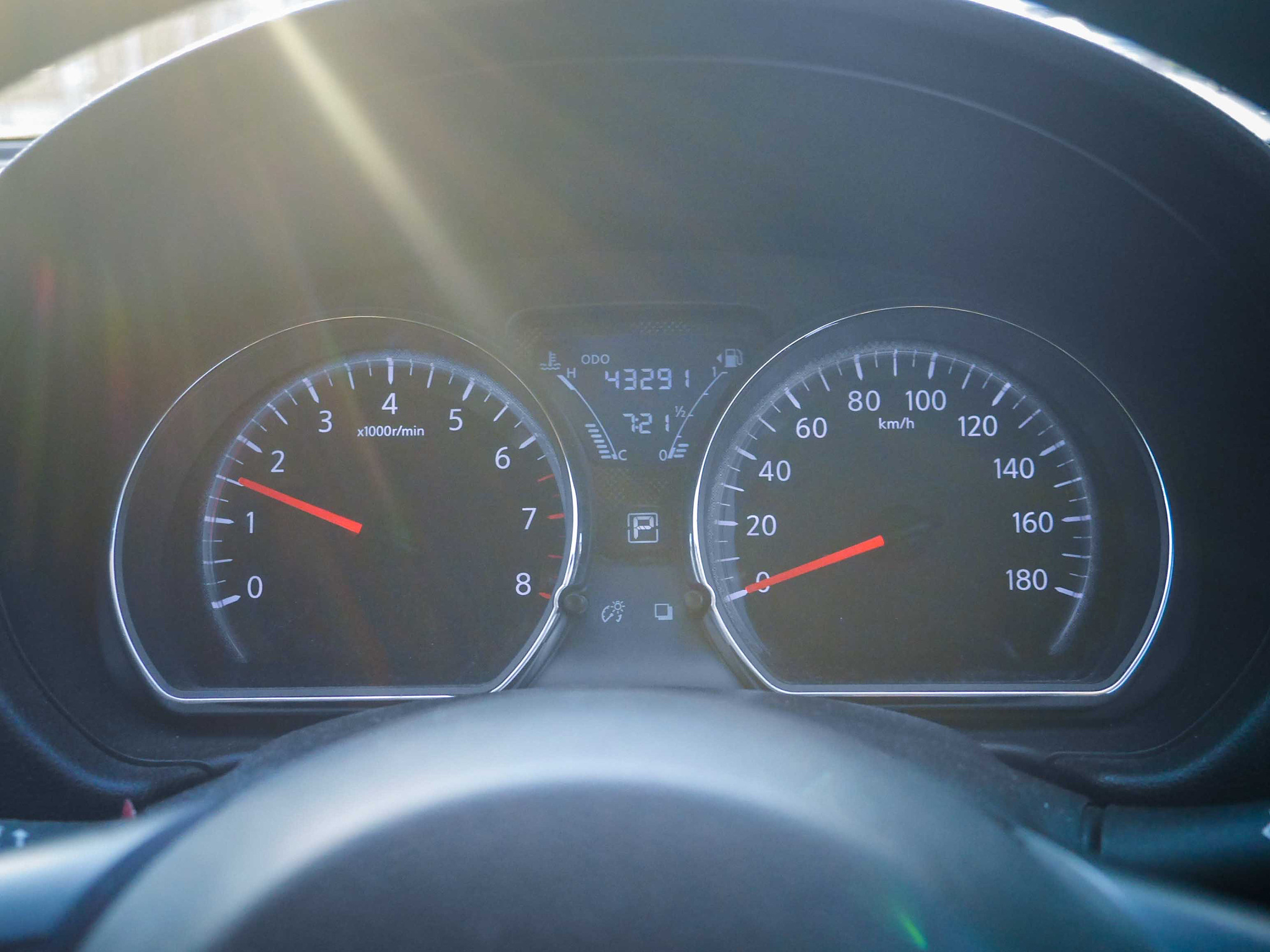 car dashboard with day light