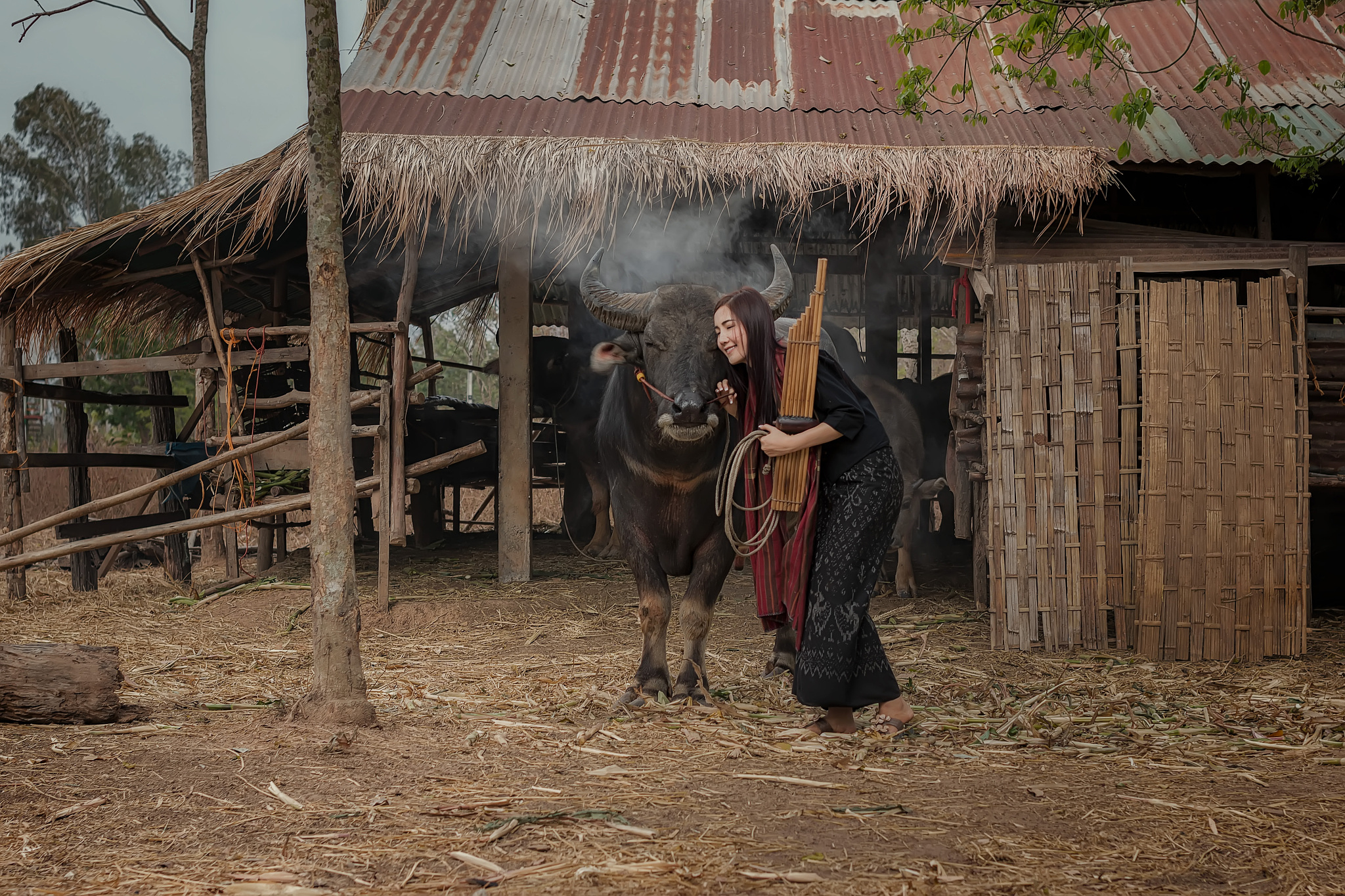 women with buffalo.