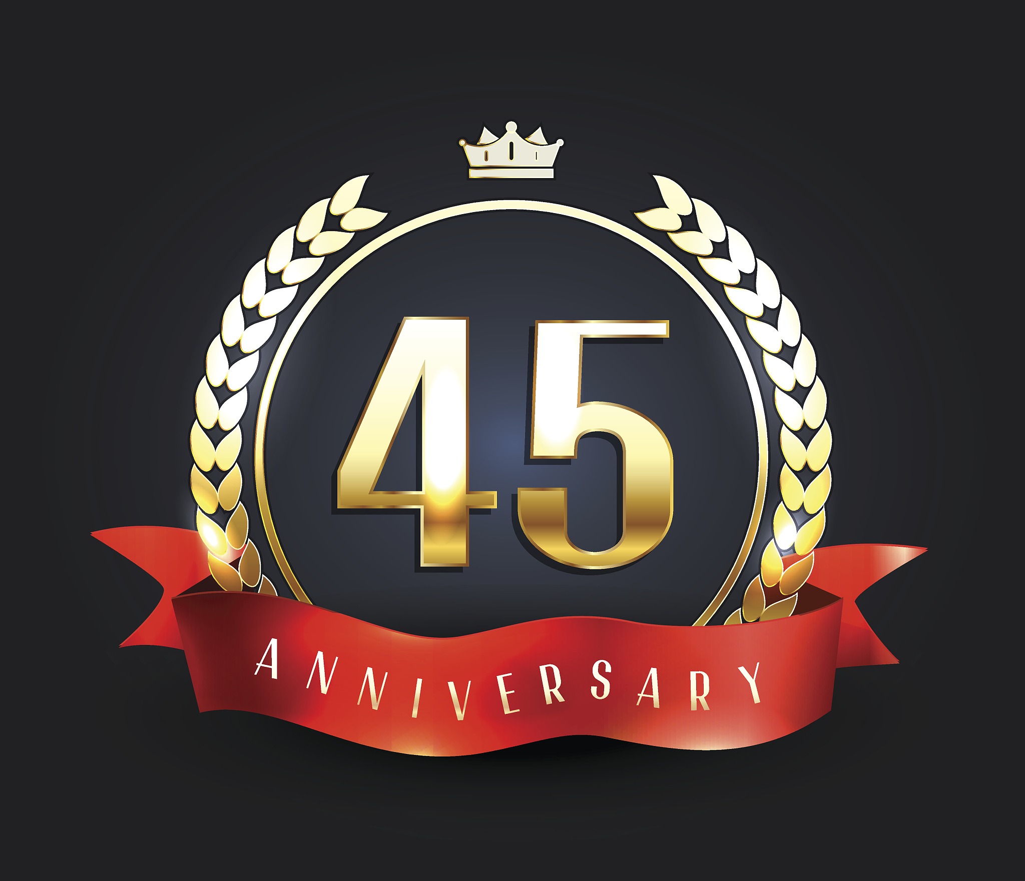 数字<strong>5</strong>,品牌名称,数字40,周年纪念,缎带,红色,圆形,数字45,水平画幅