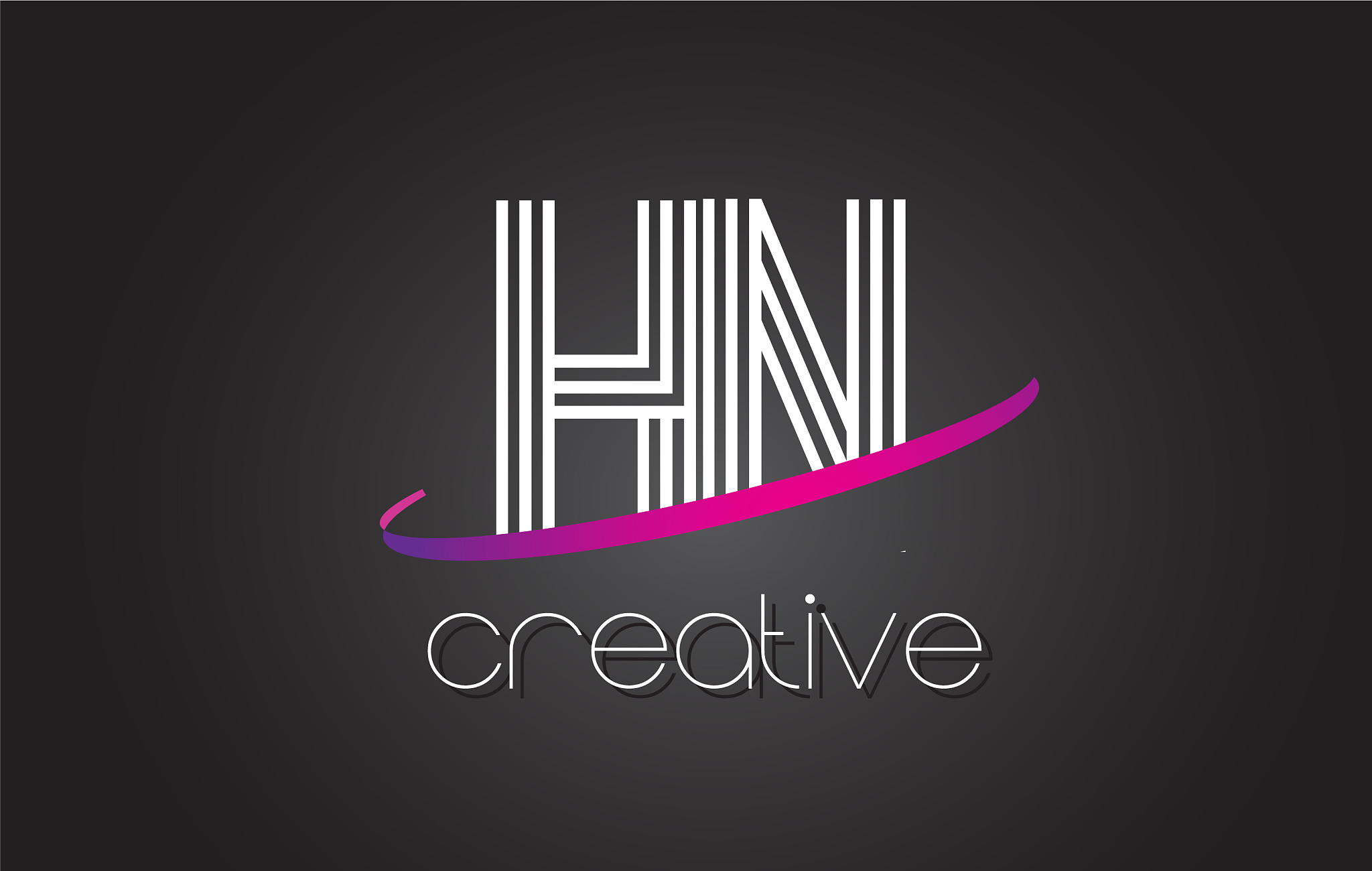 hn h n letter logo with lines design and purple