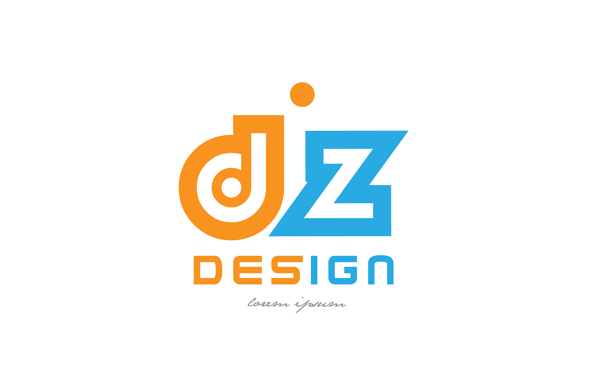 dz d z orange blue alphabet letter logo