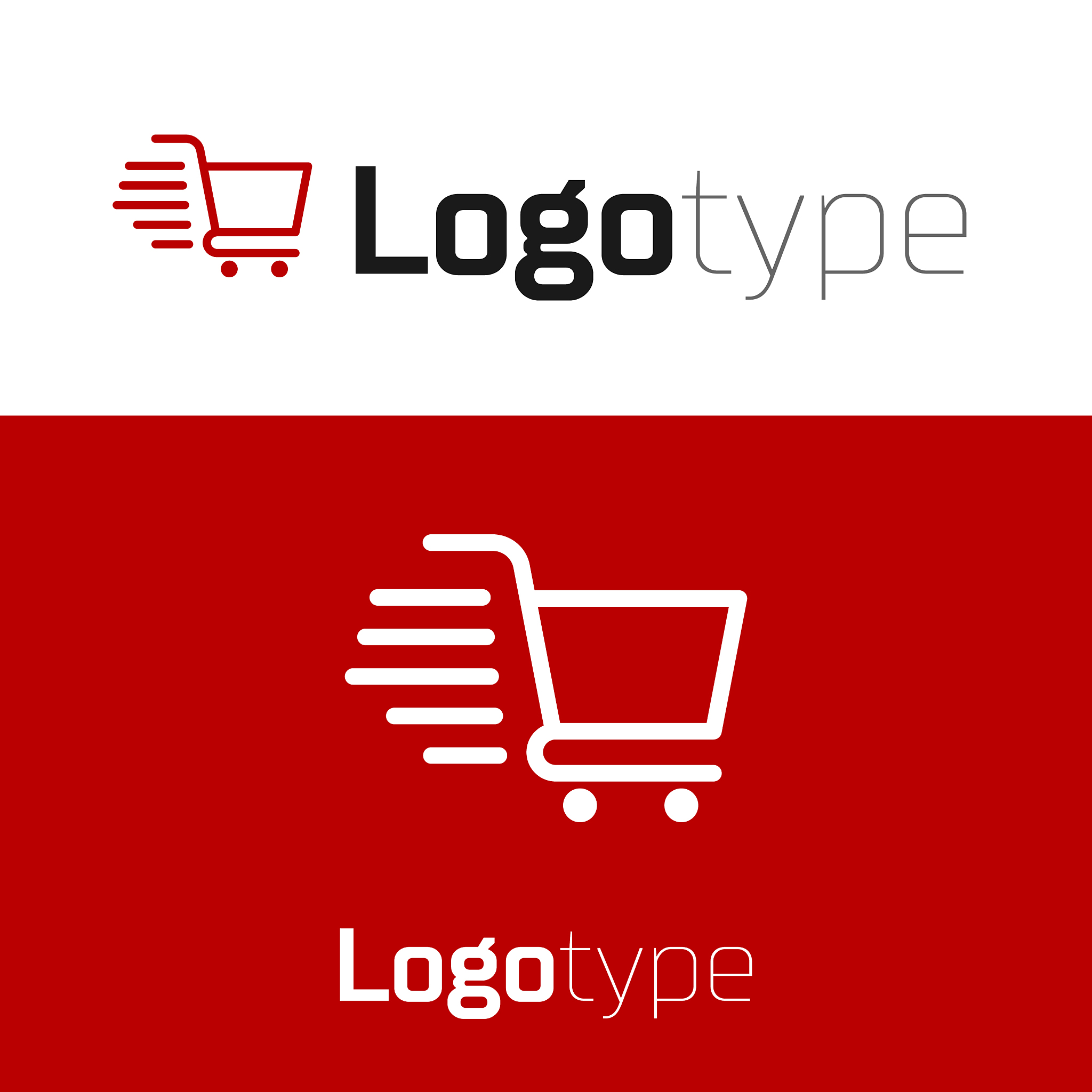 red shopping cart icon isolated on white