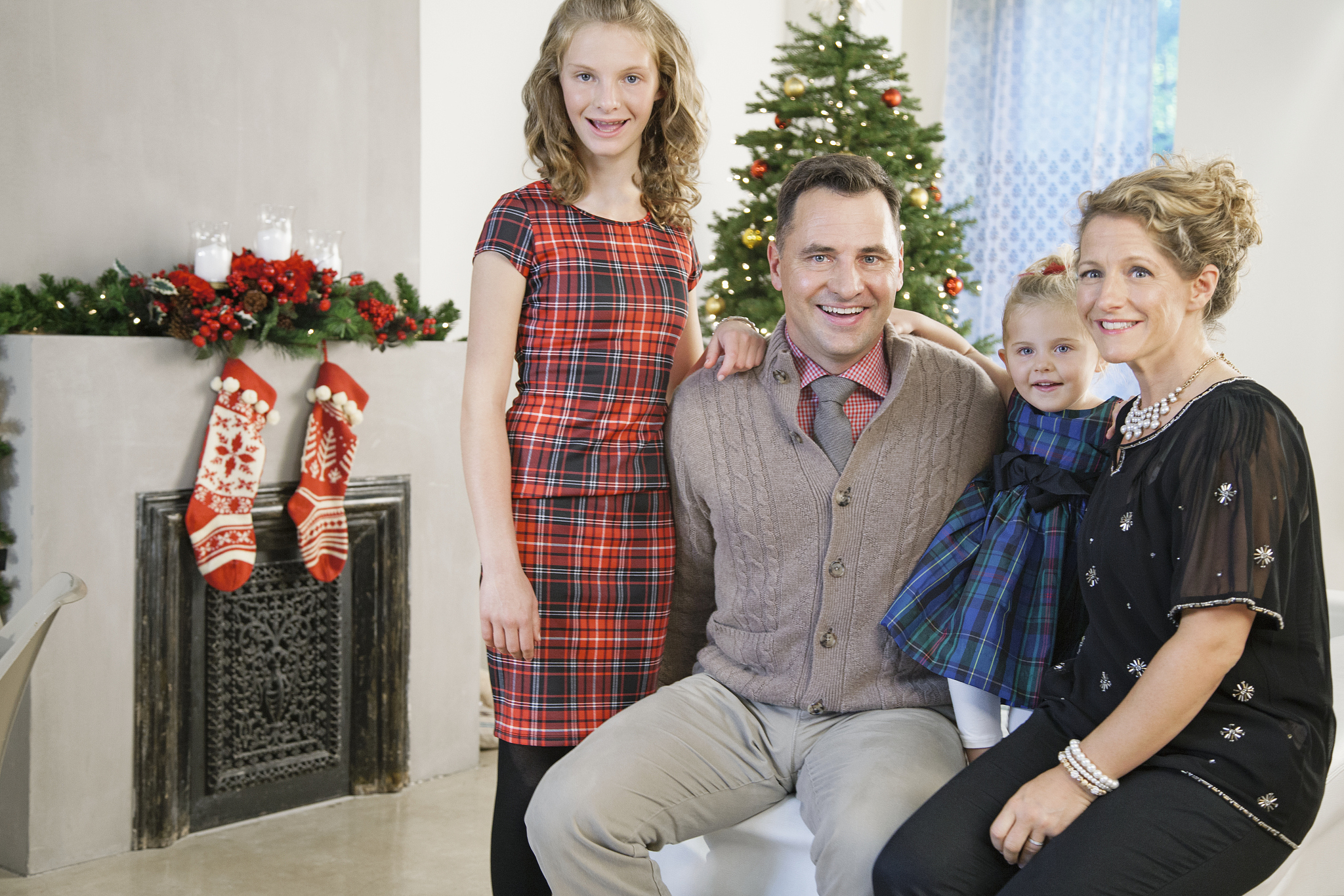 portrait of family at christmas