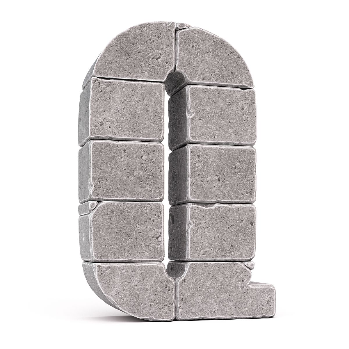 石字体,用石块<strong>制作</strong>的字母3d渲染,字母q
