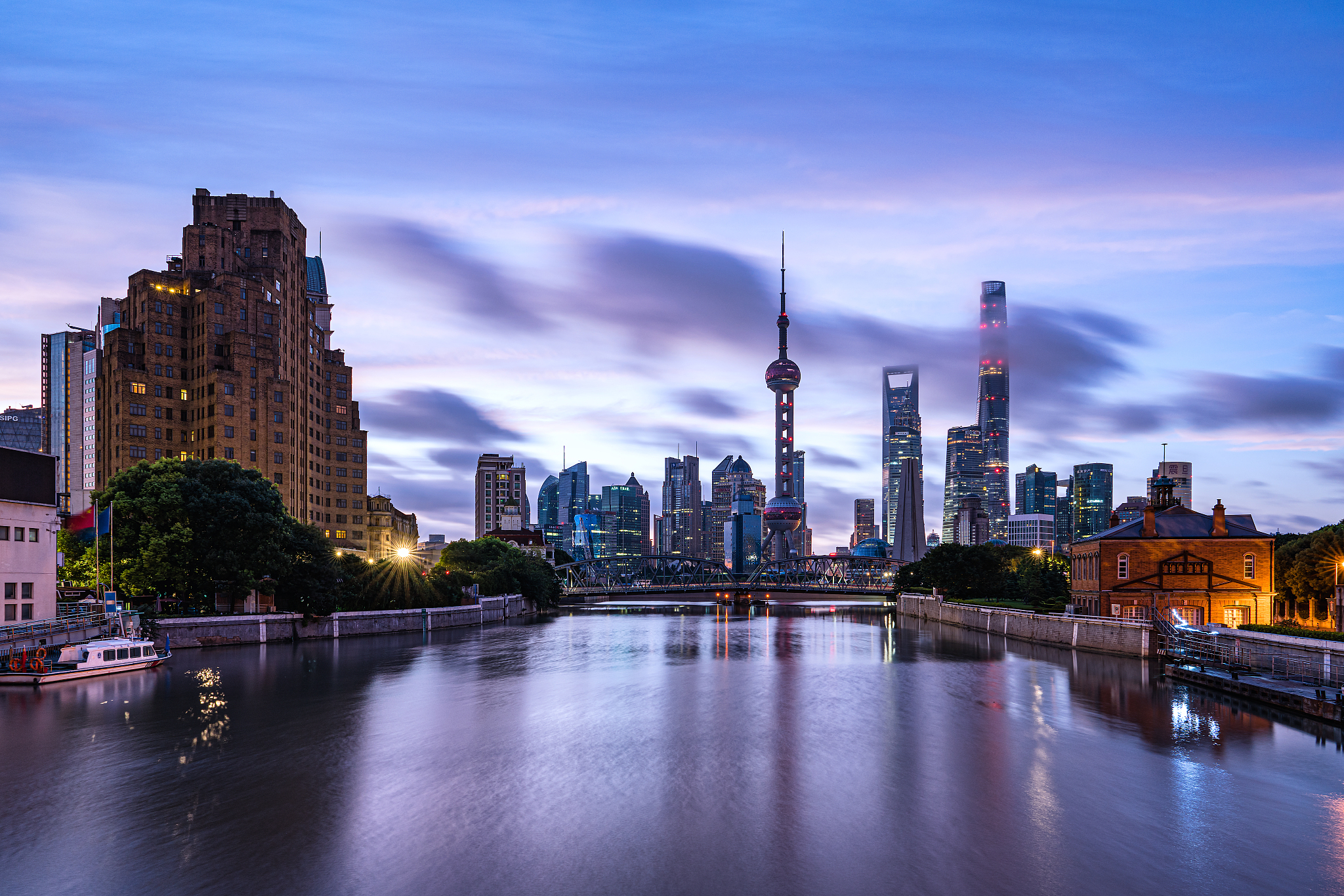 angle view of lujiazui financial district, with landmarks as ori