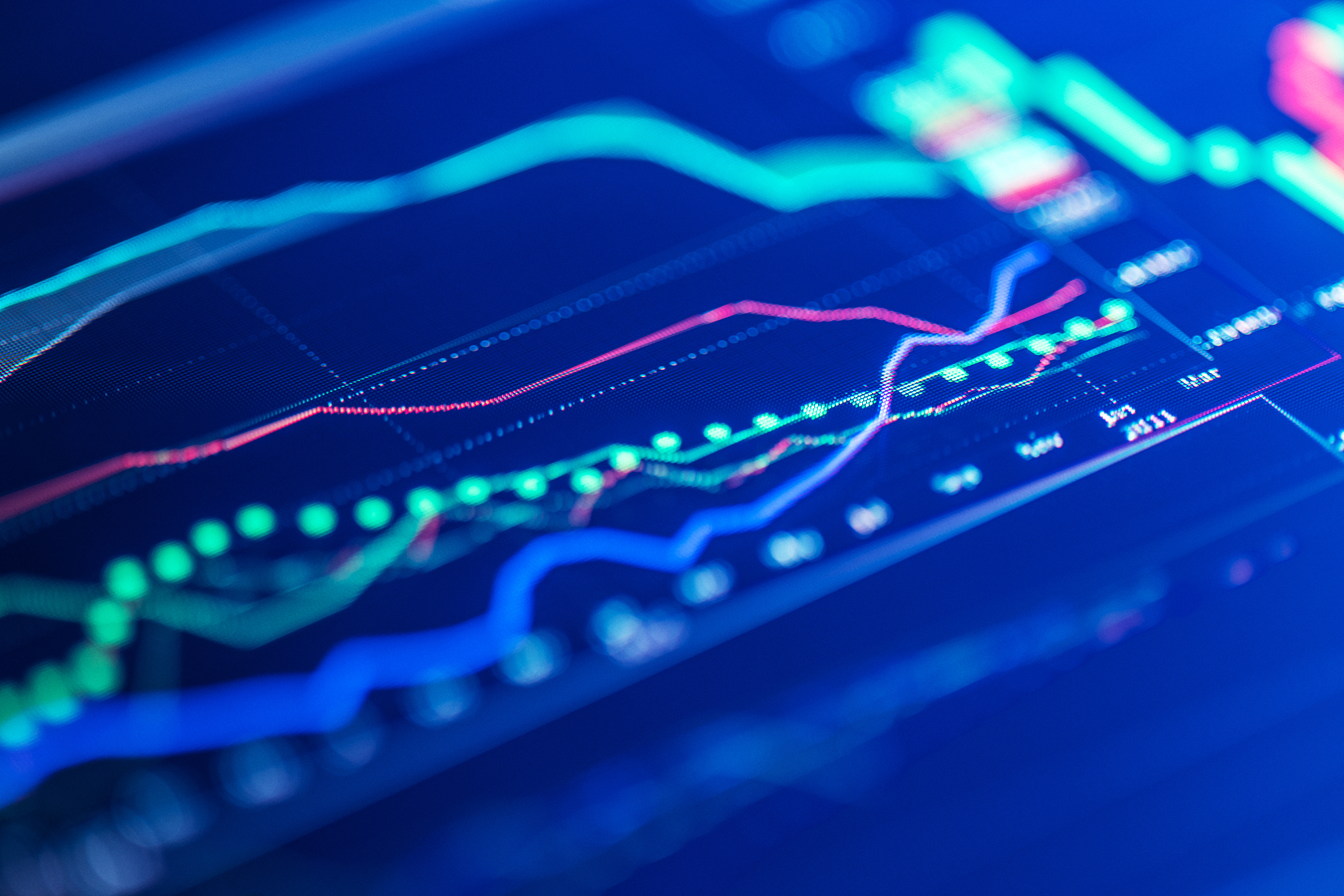 financial chart at digital display