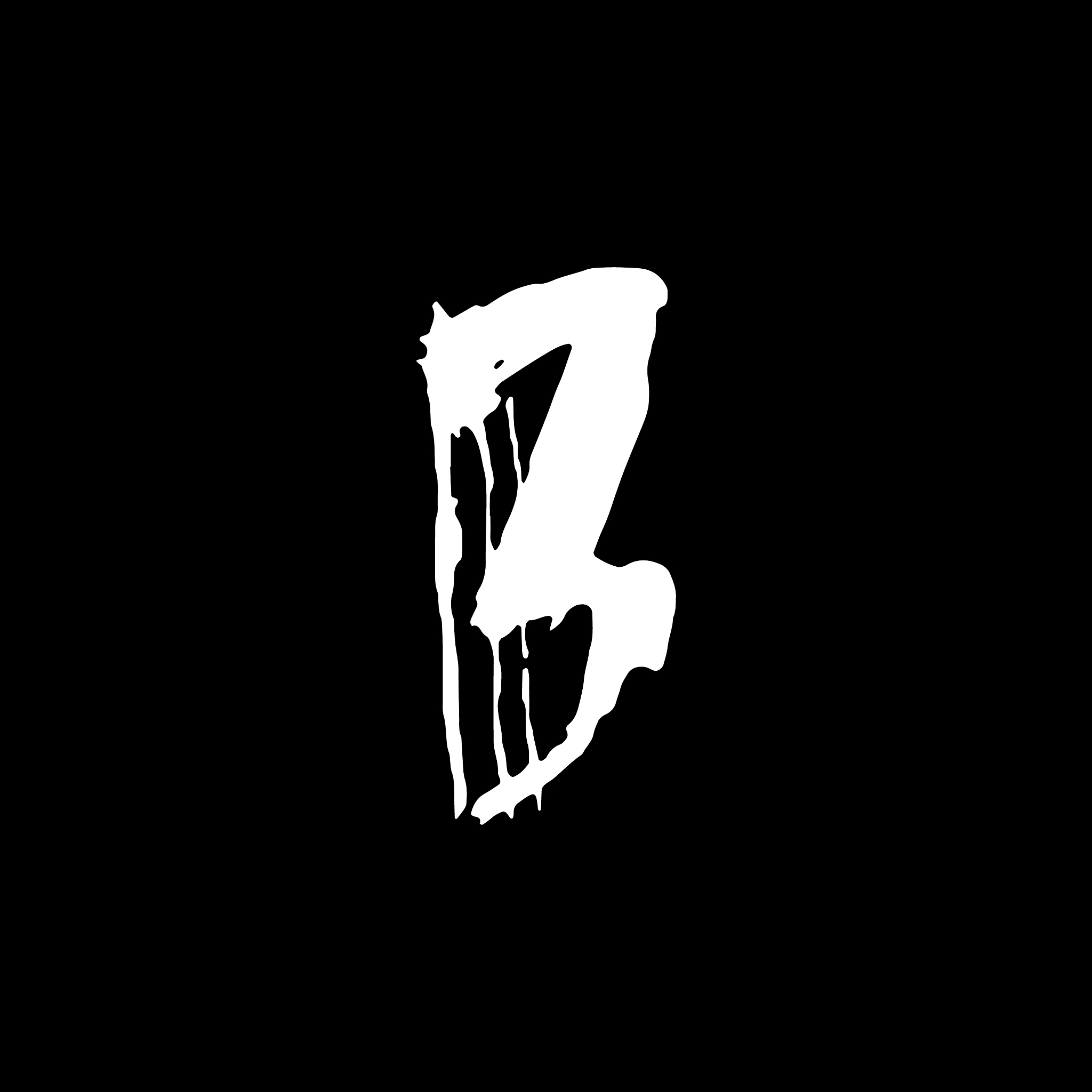 letter b handwritten by dry brush rough strokes