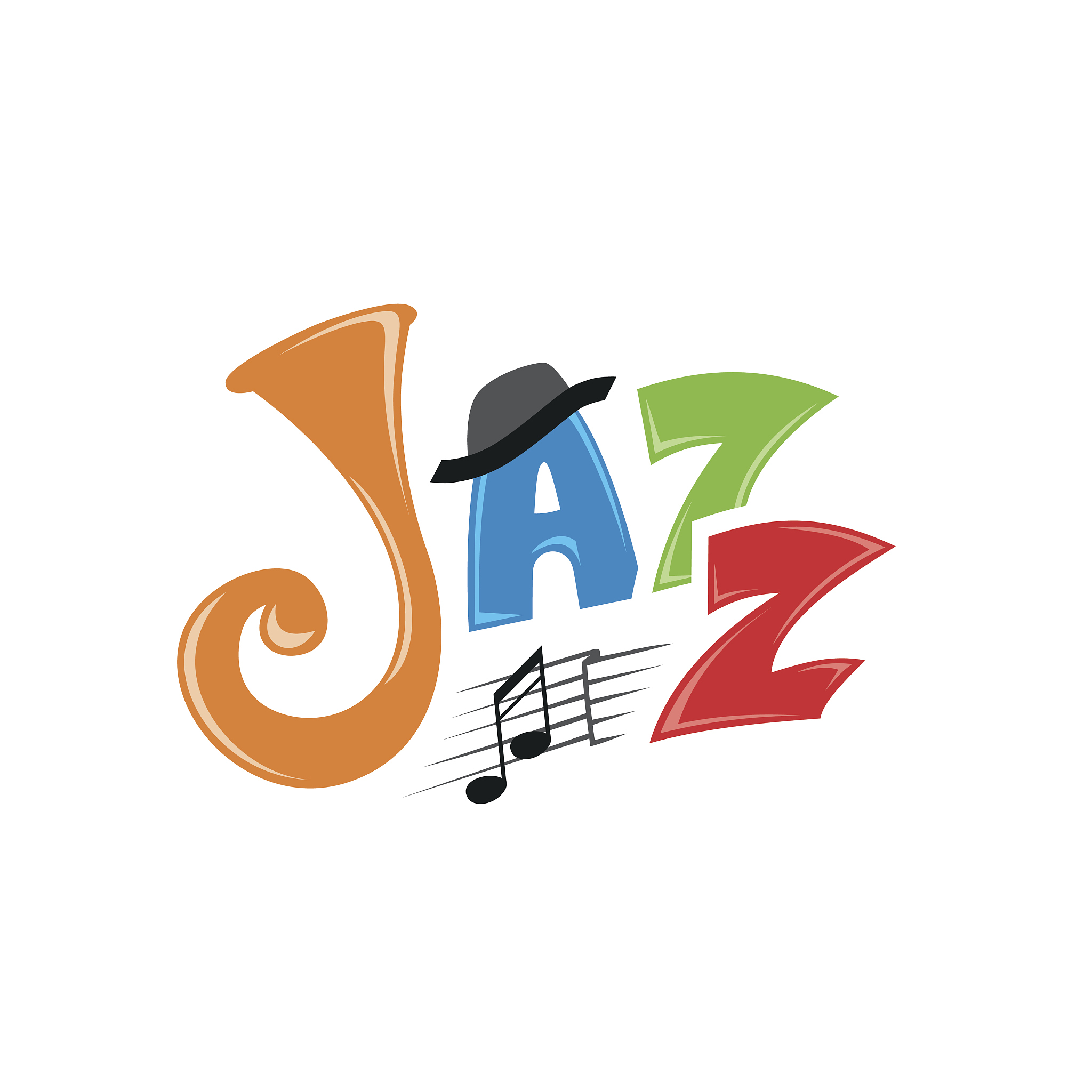 stylized inscription jazz of colored letters.