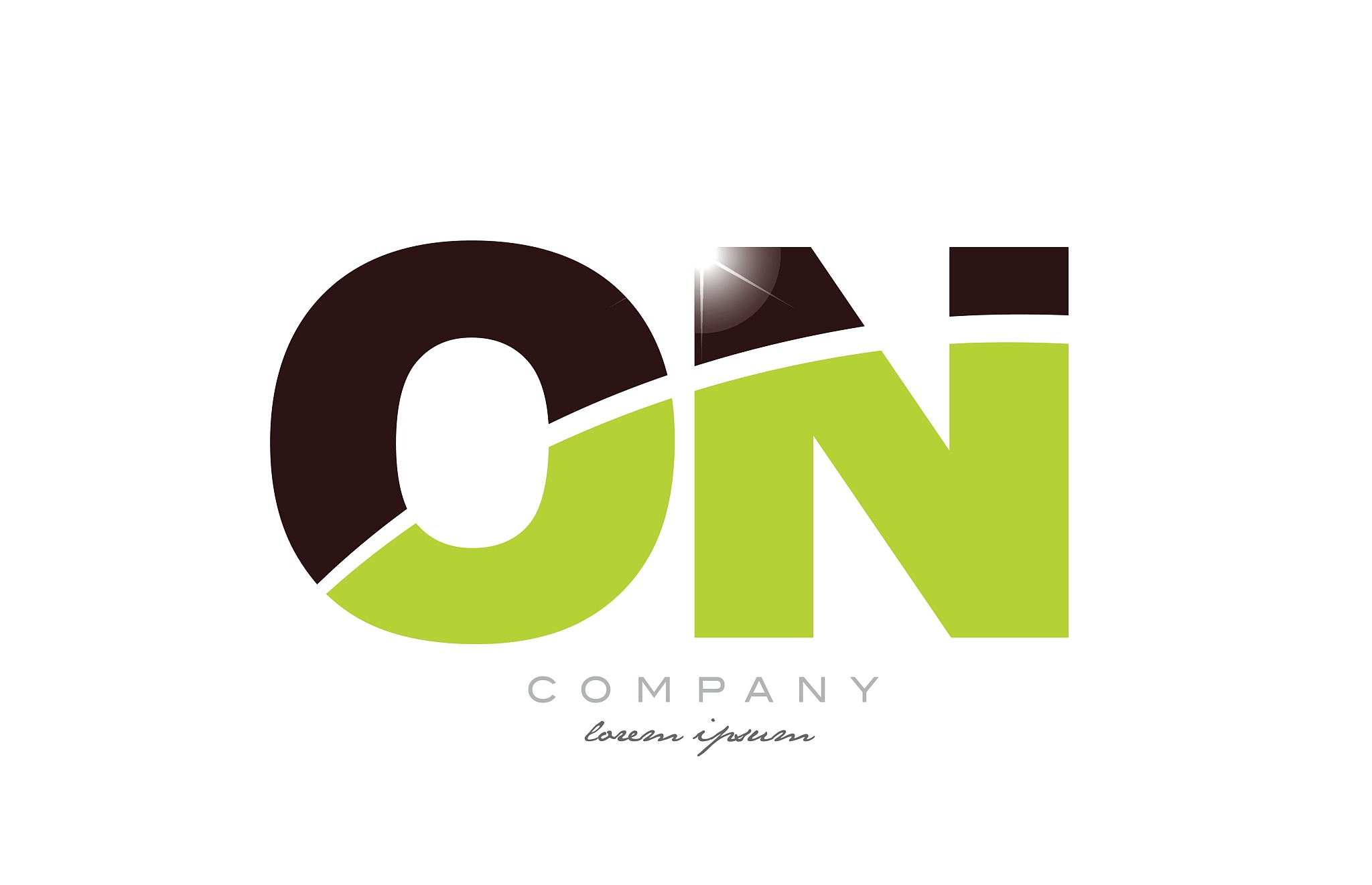 letter on o n alphabet combination in green and brown color for